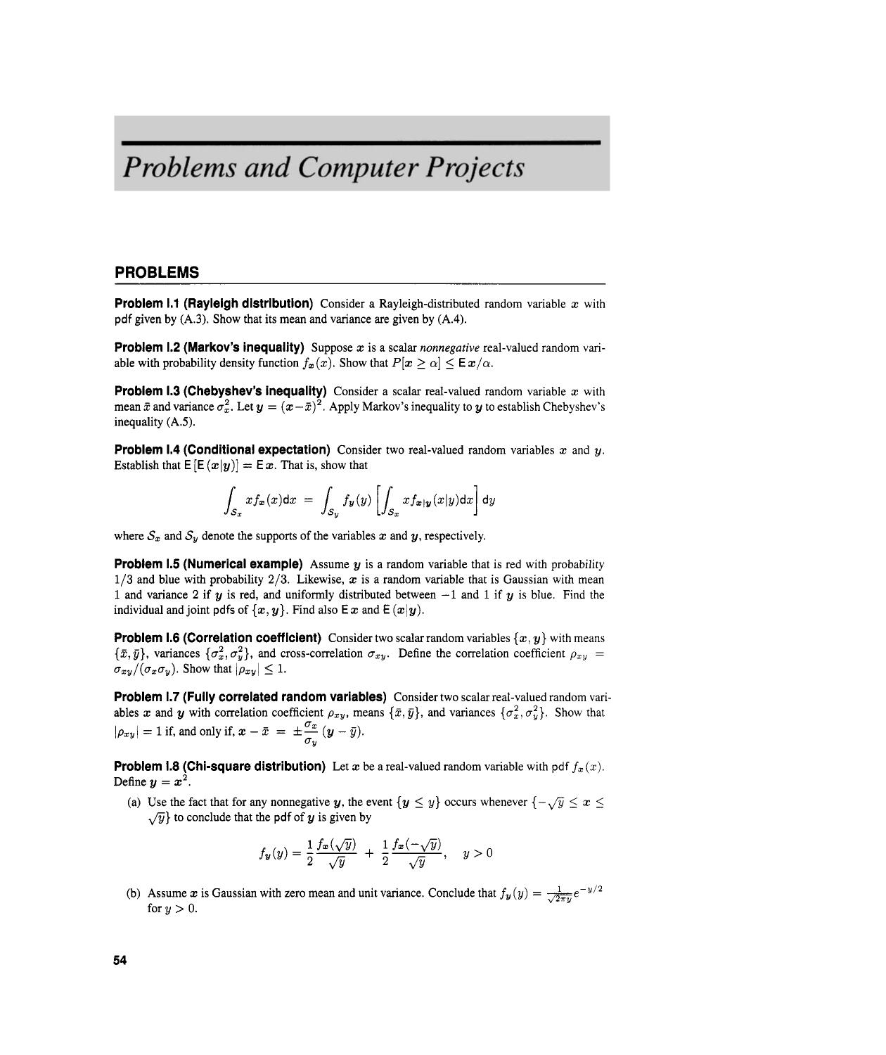 Problems and Computer Projects