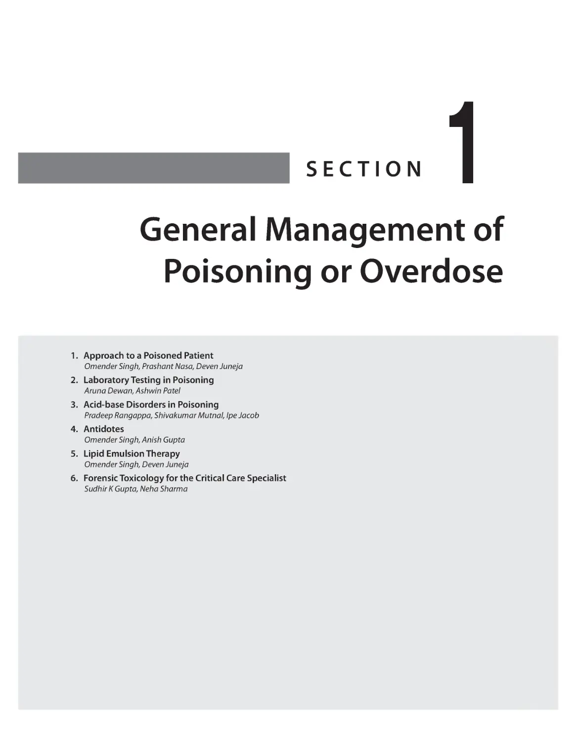 SECTION 1 General Management of Poisoning or Overdose