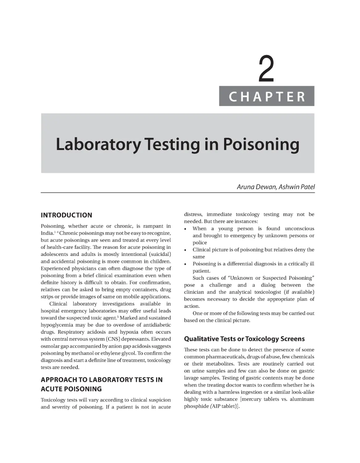 Chapter 2: Laboratory Testing in Poisoning