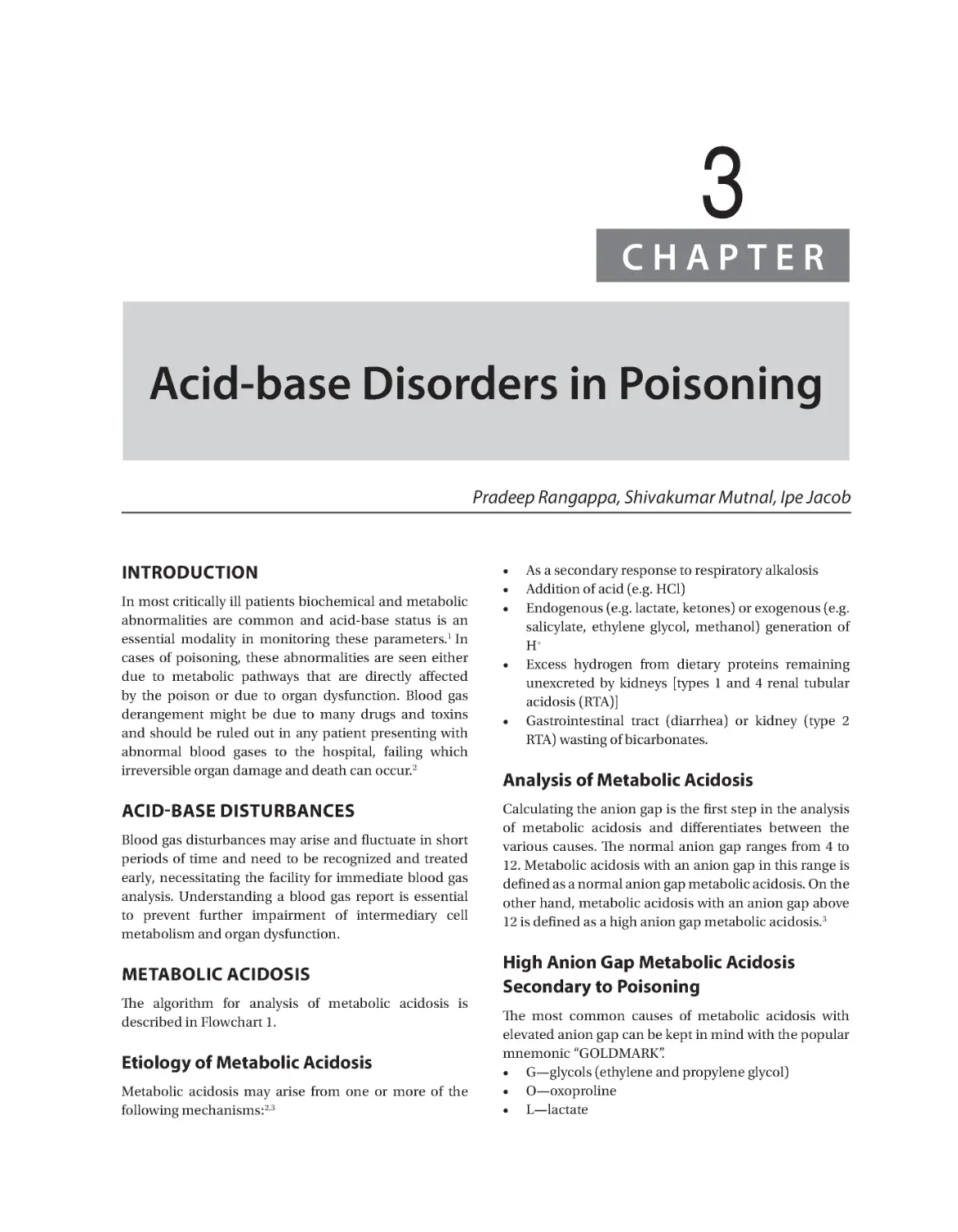 Chapter 3: Acid-base Disorders in Poisoning