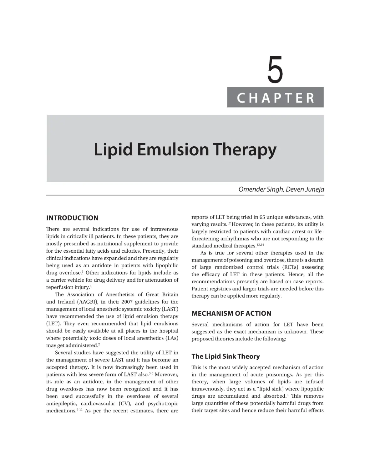 Chapter 5: Lipid Emulsion Therapy