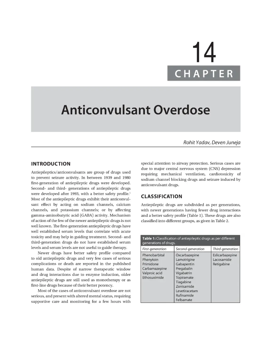 Chapter 14: Anticonvulsant Overdose
