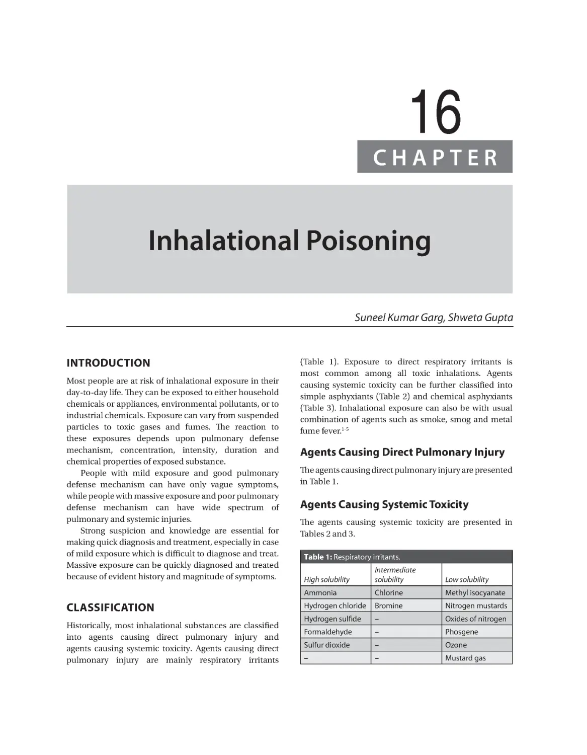 Chapter 16: Inhalational Poisoning