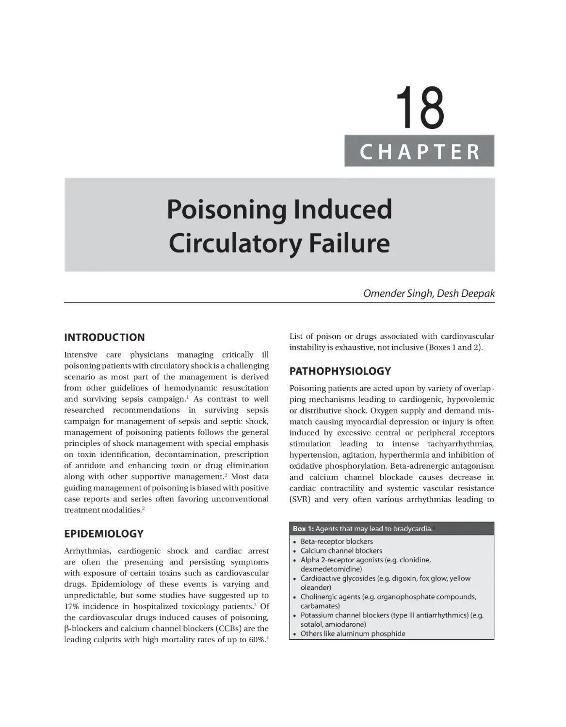 Chapter 18: Poisoning Induced Circulatory Failure