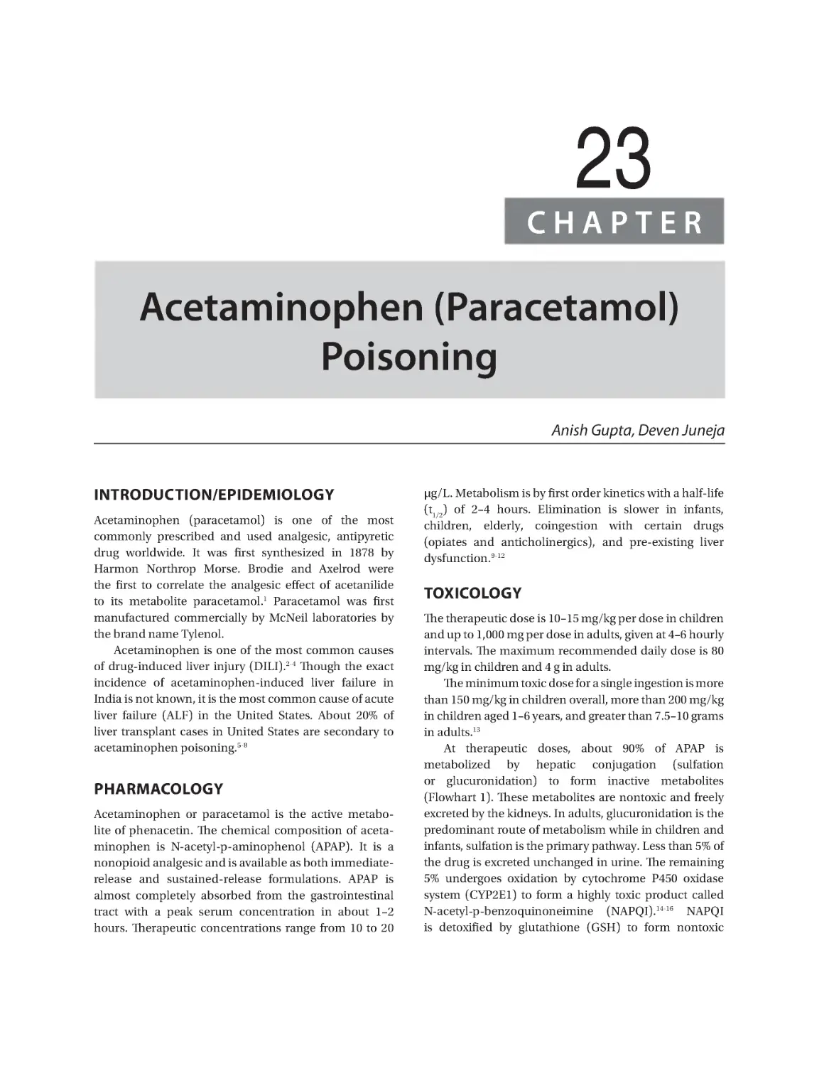 Chapter 23: Acetaminophen øParacetamolù Poisoning