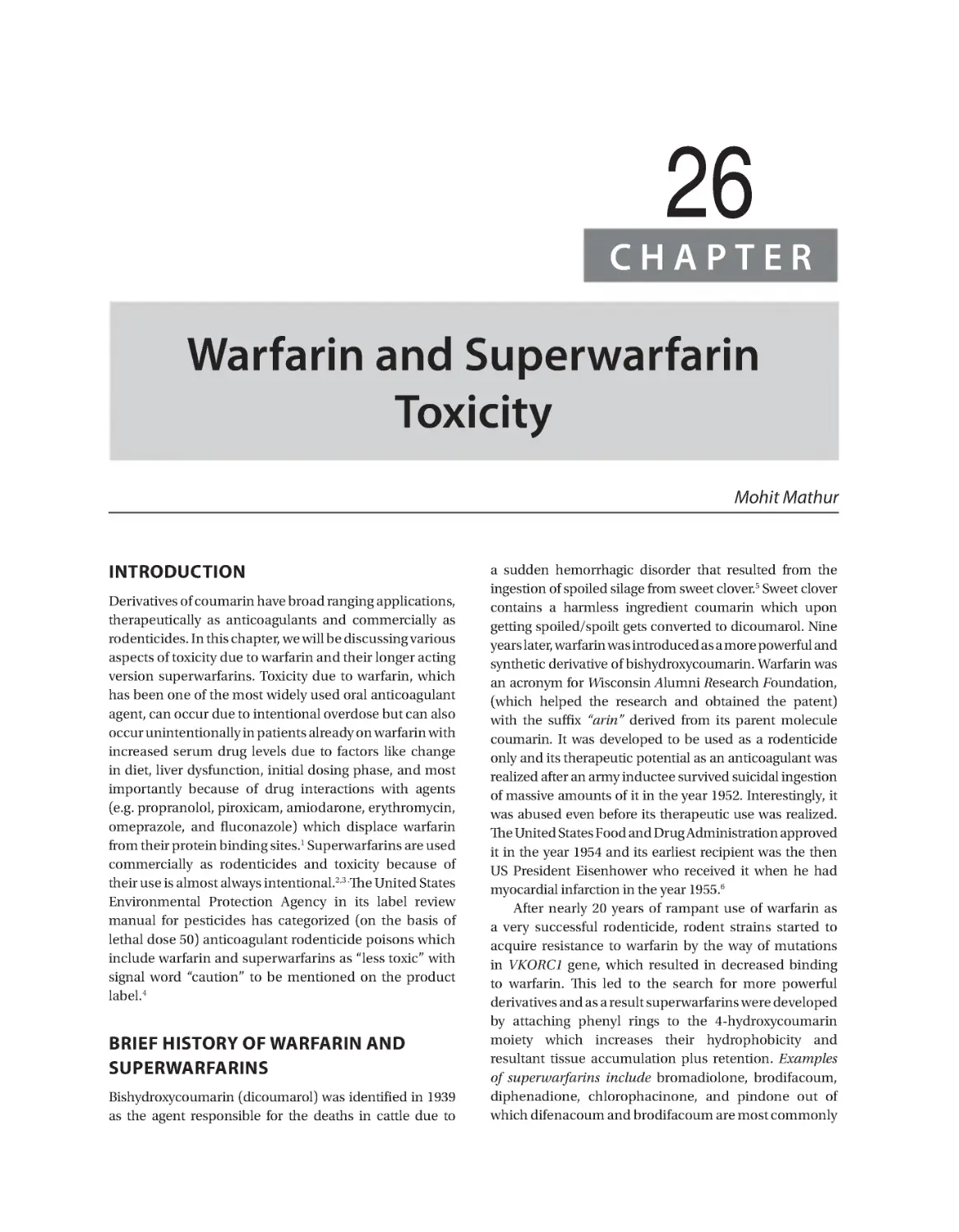 Chapter 26: Warfarin and Superwarfarin Toxicity