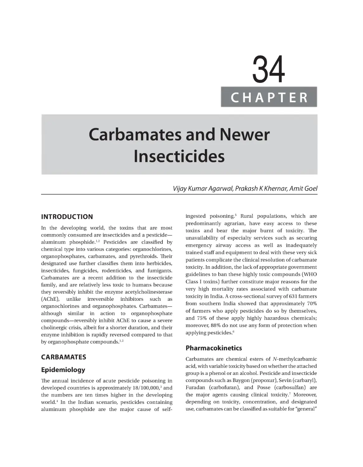 Chapter 34: Carbamates and Newer Insecticides