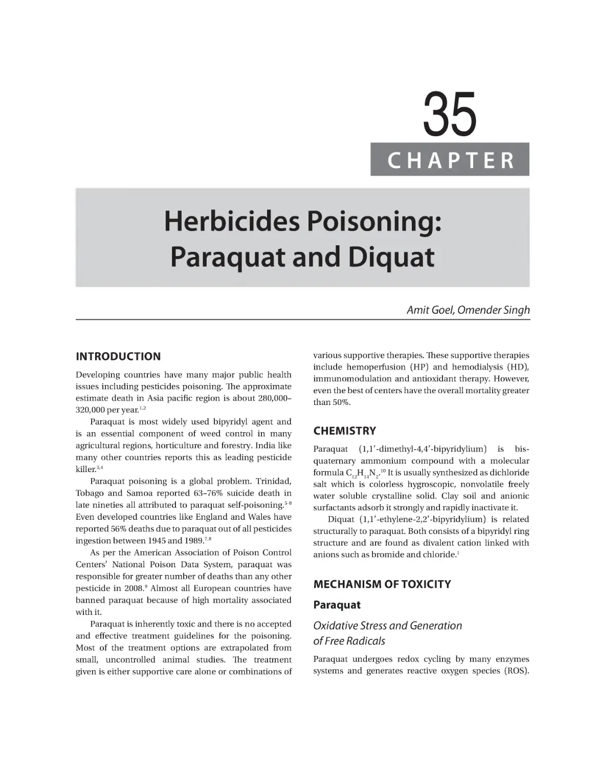 Chapter 35: Herbicides Poisoning: Paraquat and Diquat