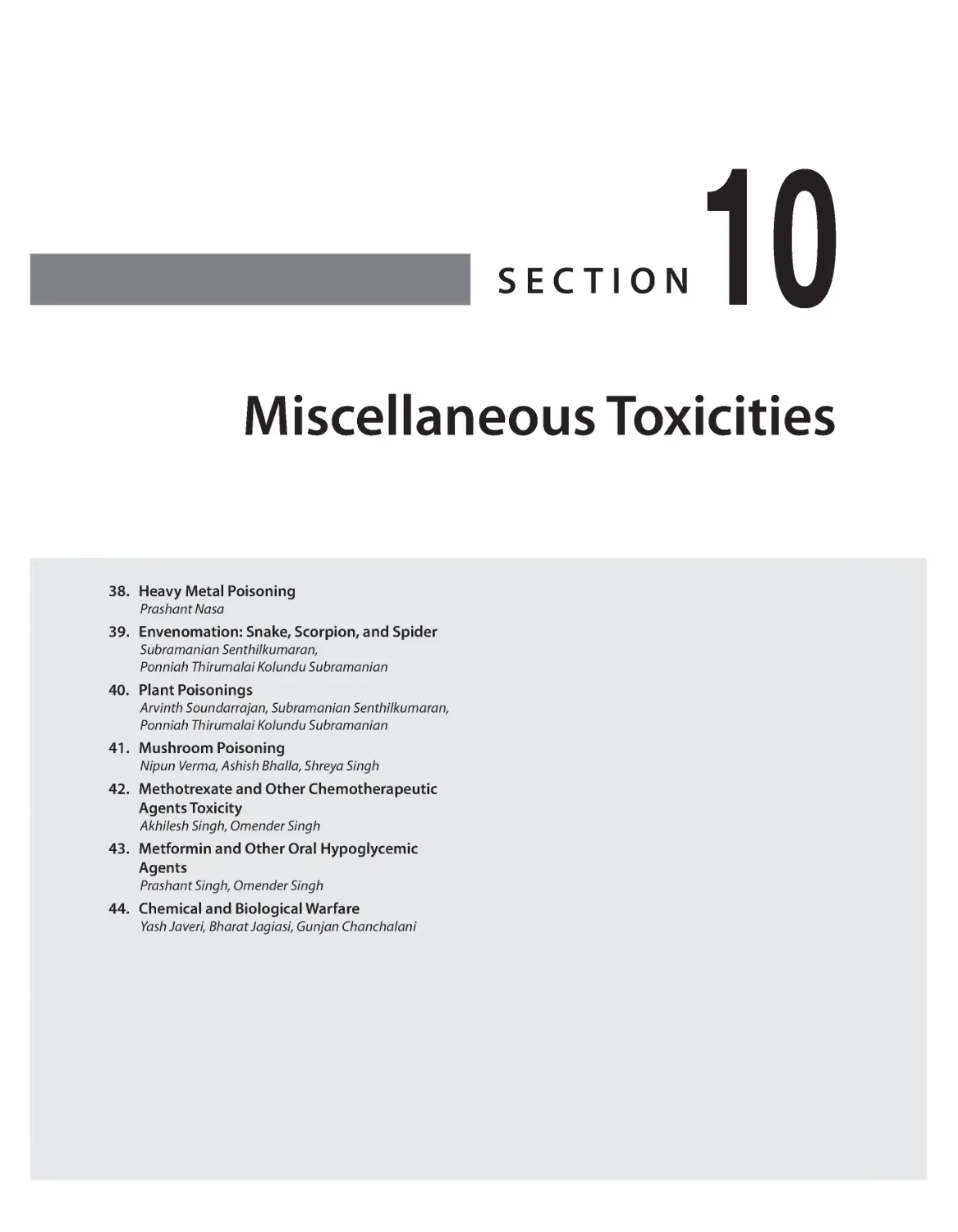SECTION 10: Miscellaneous Toxicities