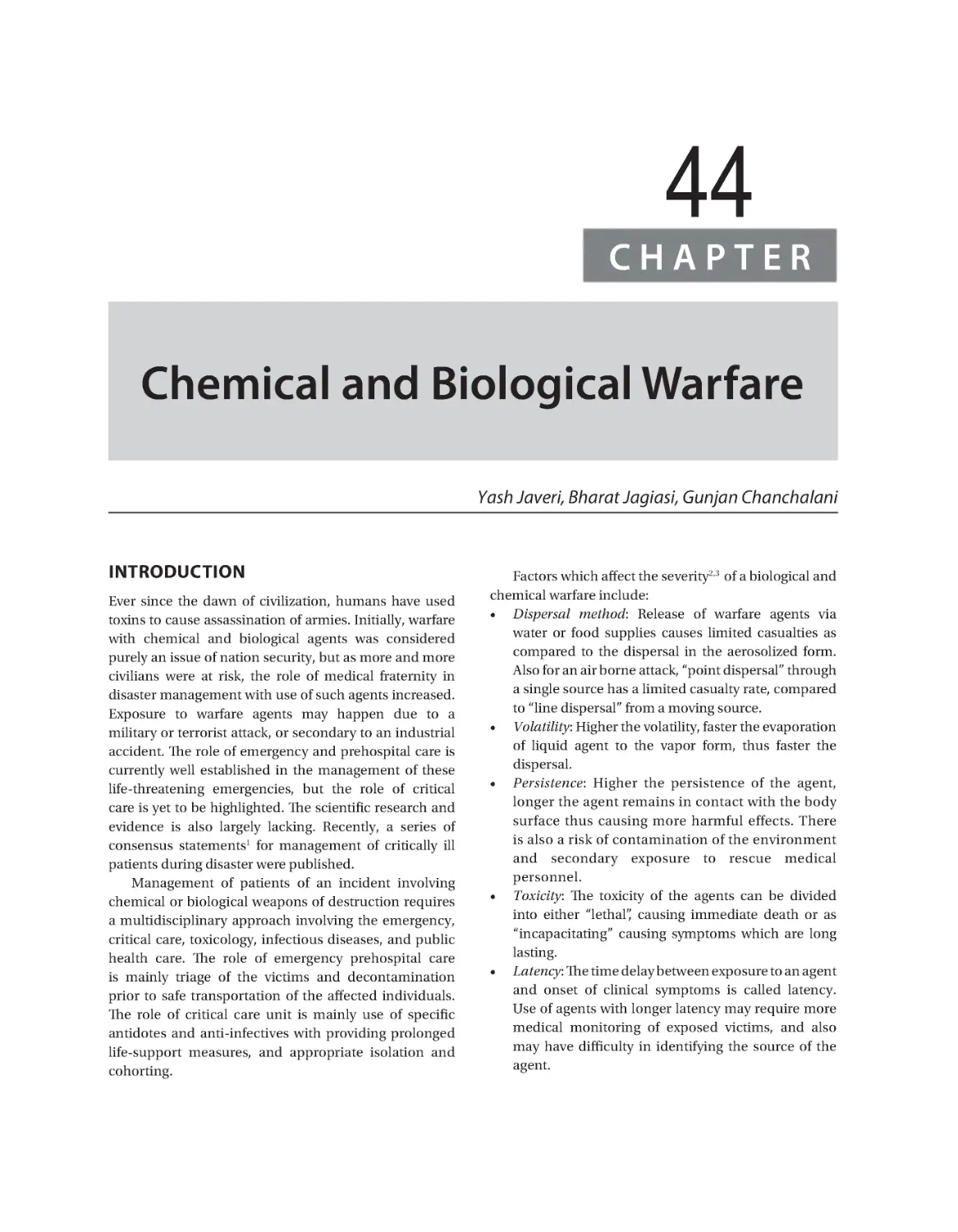 Chapter 44: Chemical and Biological Warfare