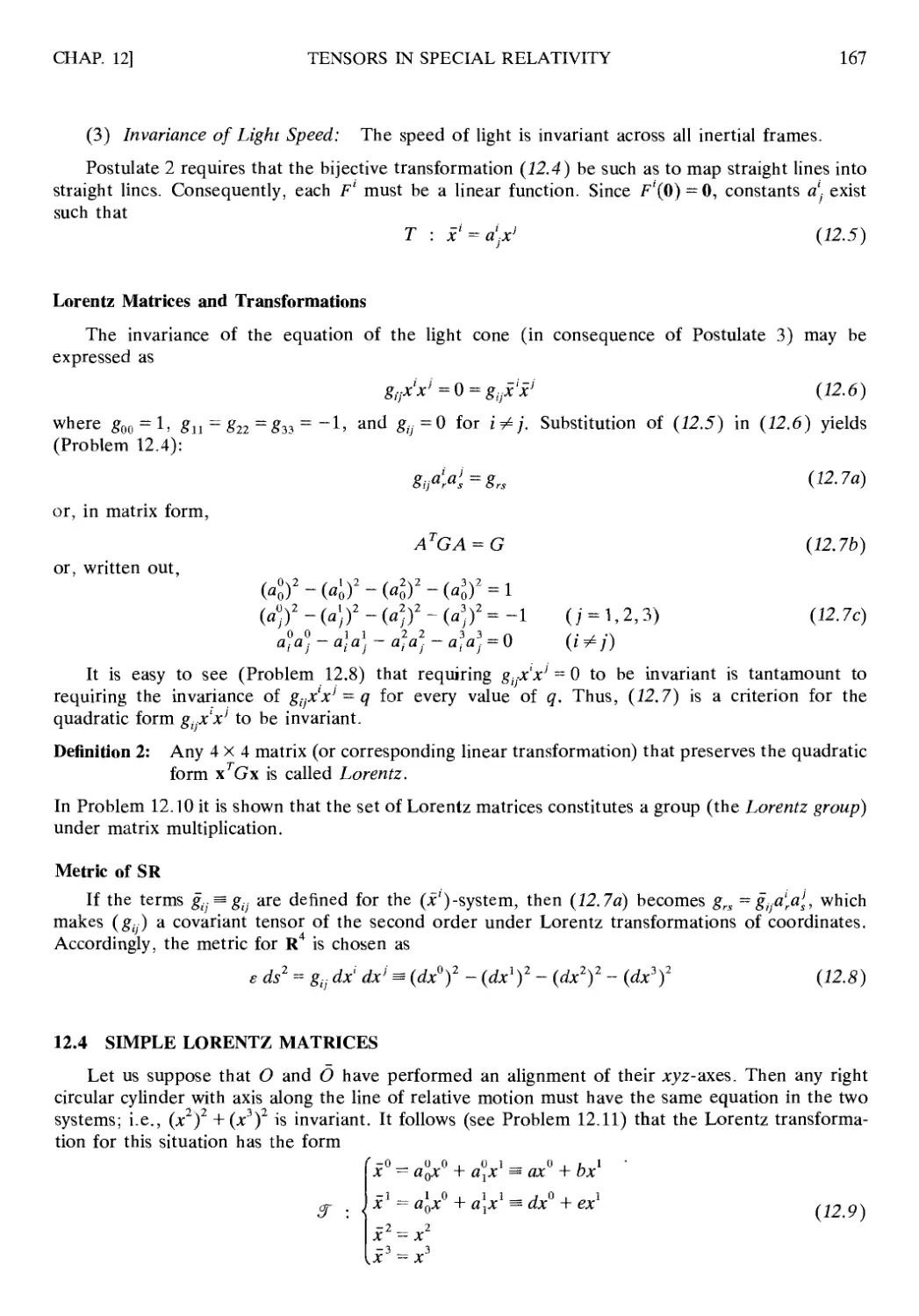 12.4 Simple Lorentz Matrices