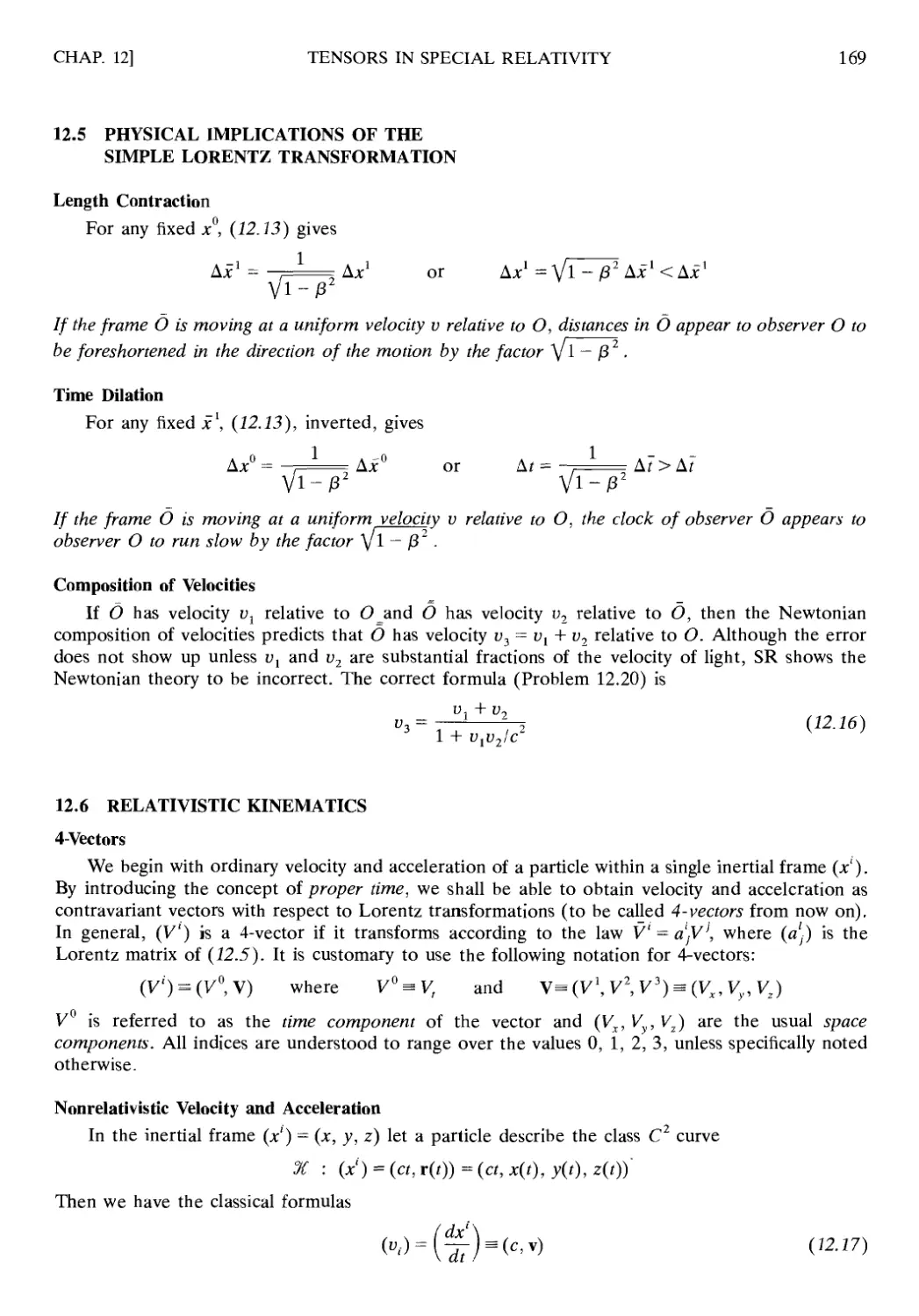 12.5 Physical Implications of the Simple Lorentz Transformation
12.6 Relativistic Kinematics