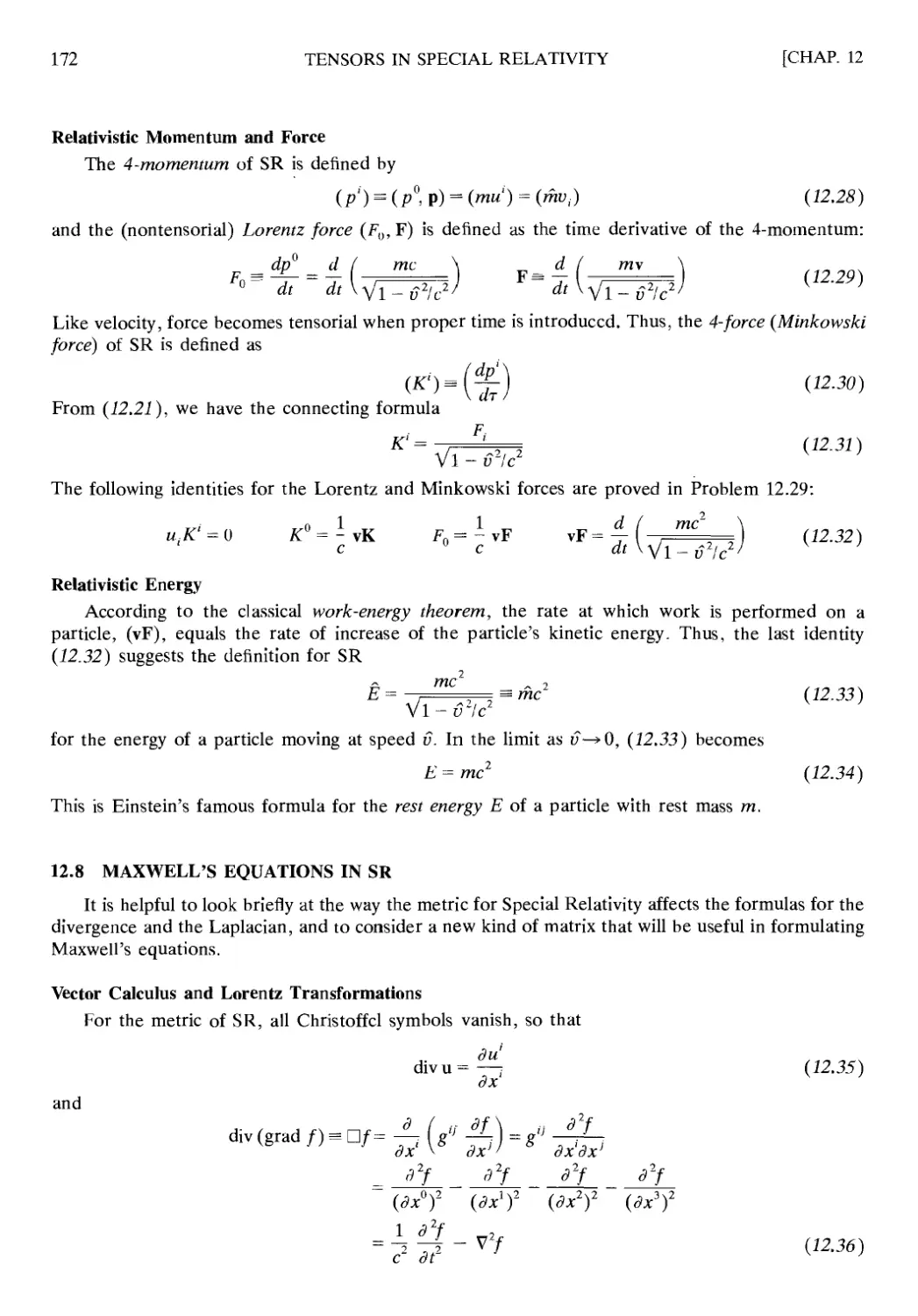 12.8 Maxwell's Equations in SR