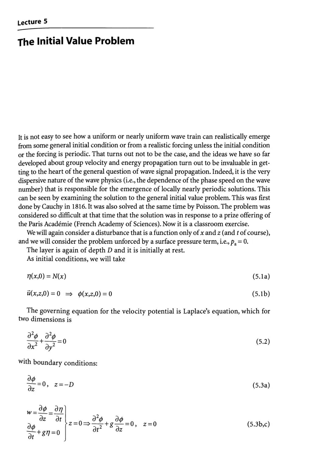 Lecture 5 The Initial Value Problem