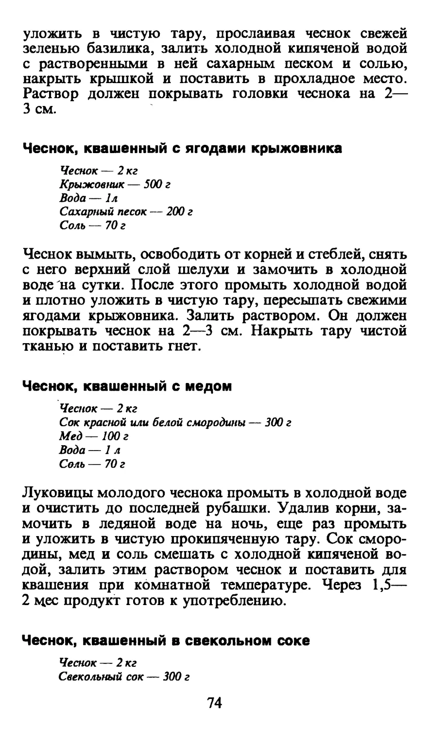 Чеснок, квашенный с ягодами крыжовника
Чеснок, квашенный с медом
Чеснок, квашенный в свекольном соке