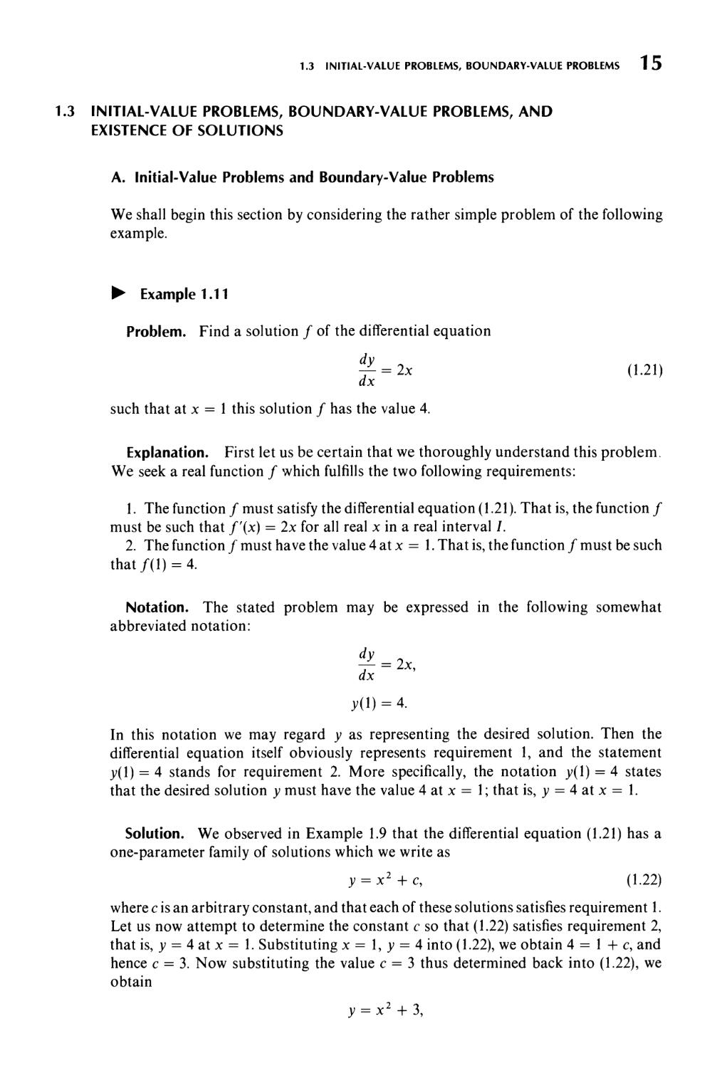 1.3  Initial-Value problems, Boundary-Value problems, and Existence of solutions