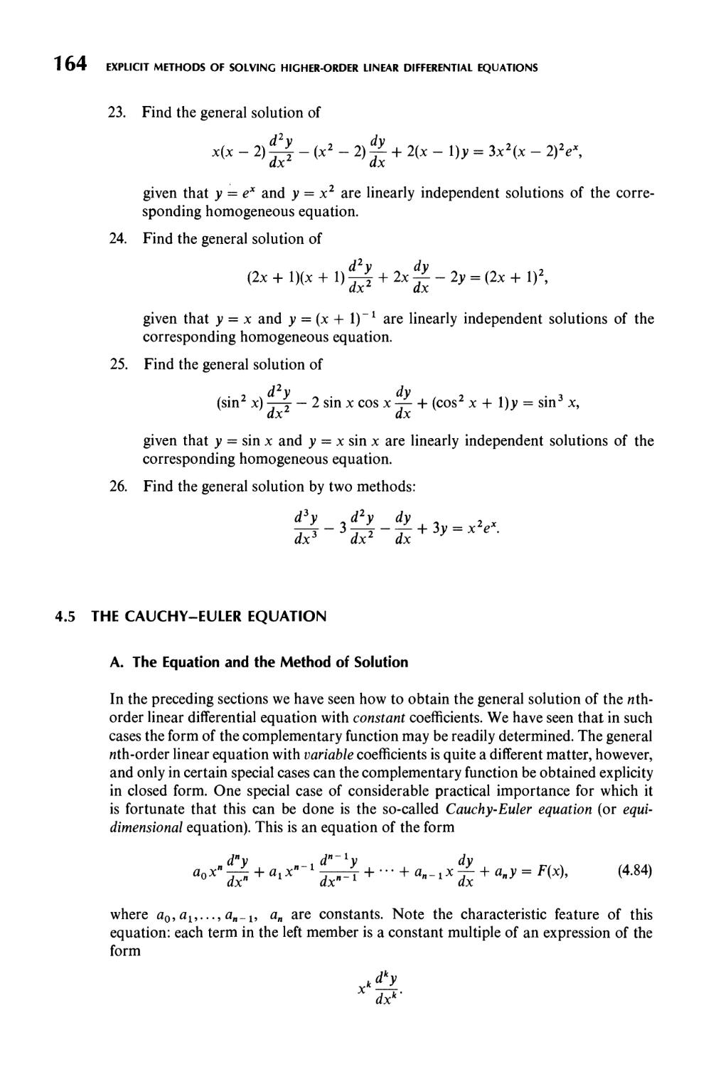 4.5  The Cauchy-Euler Equation