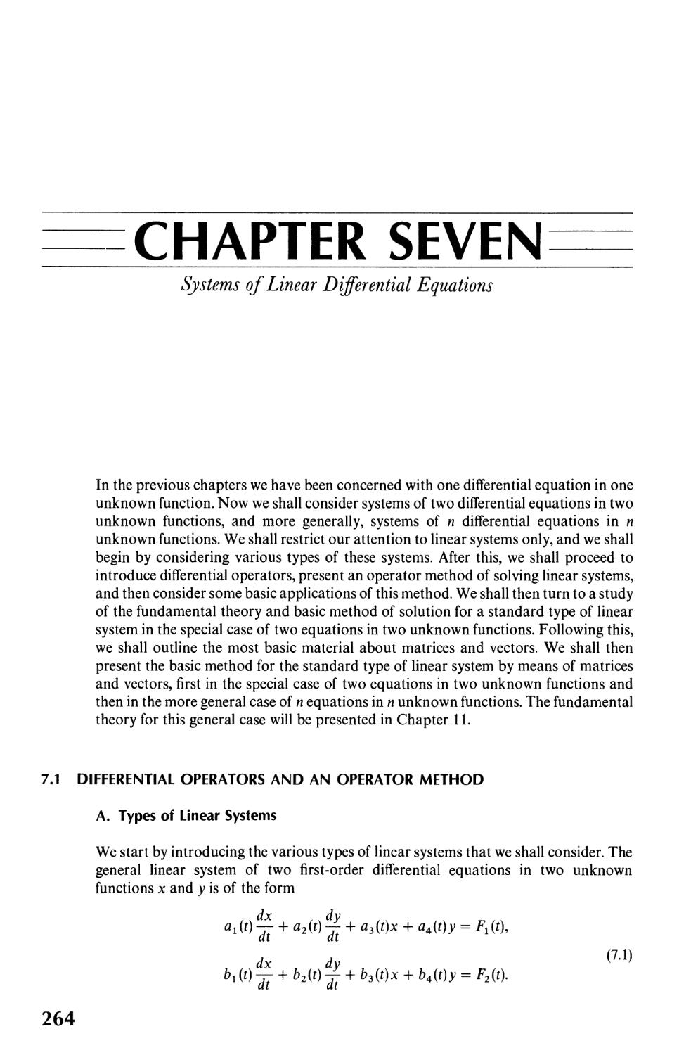 7  Systems of Linear Differential Equations