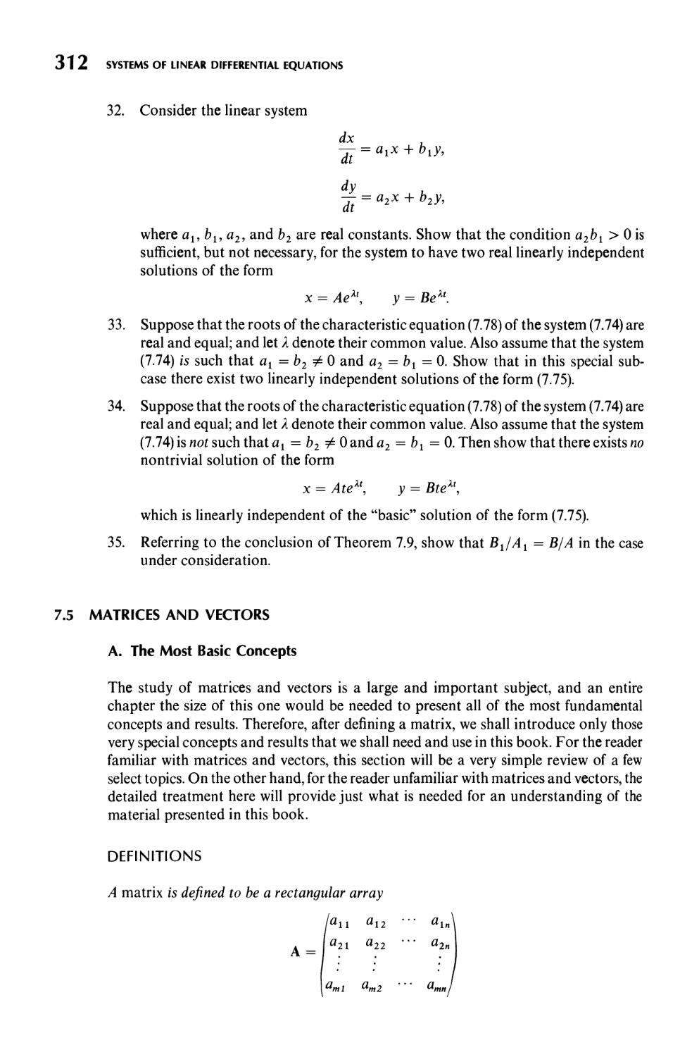 7.5  Matrices and Vectors