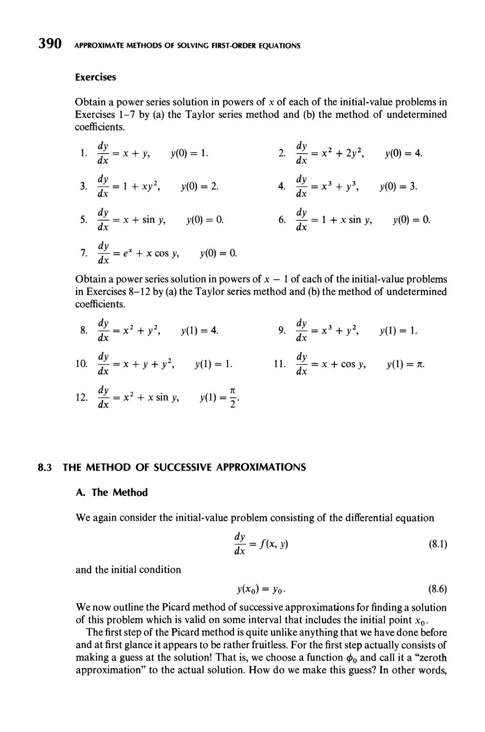 8.3  The Method of Successive Approximations