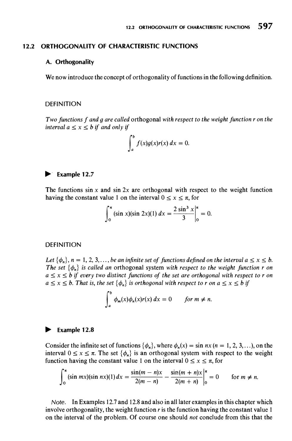 12.2  Orthogonality of Characteristic Functions