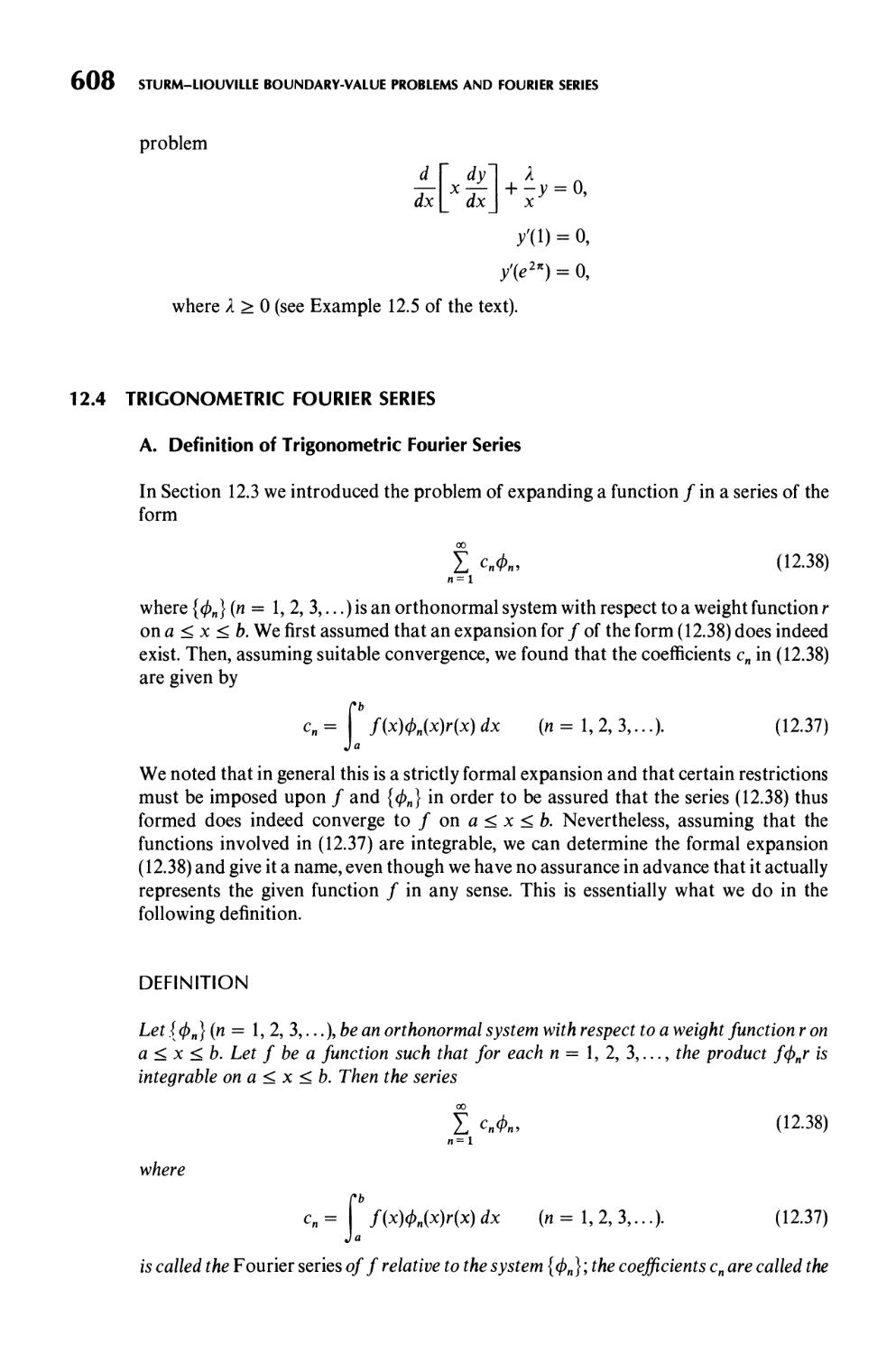 12.4  Trigonometric Fourier Series