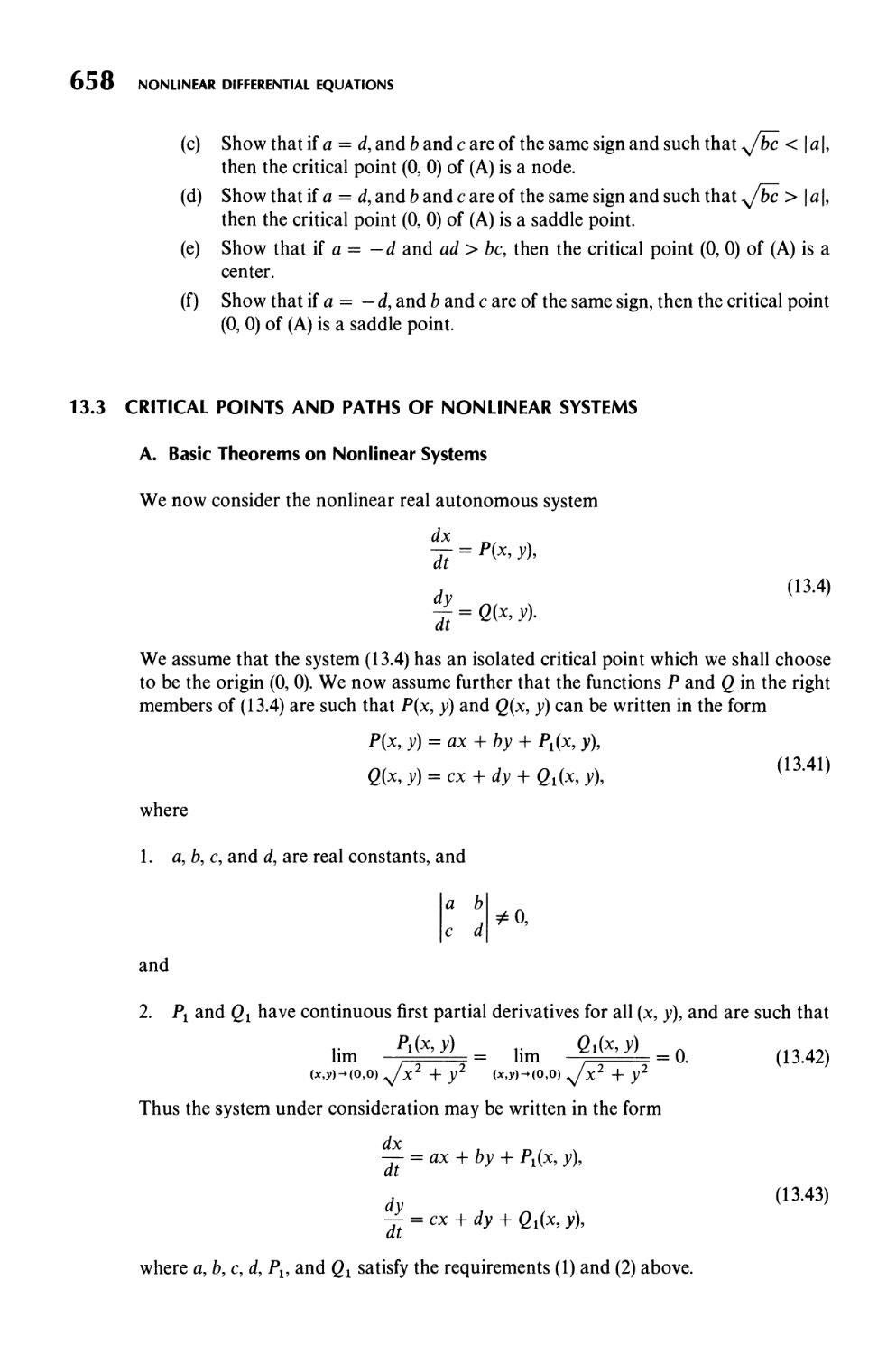 13.3  Critical Points and Paths of Nonlinear Systems
