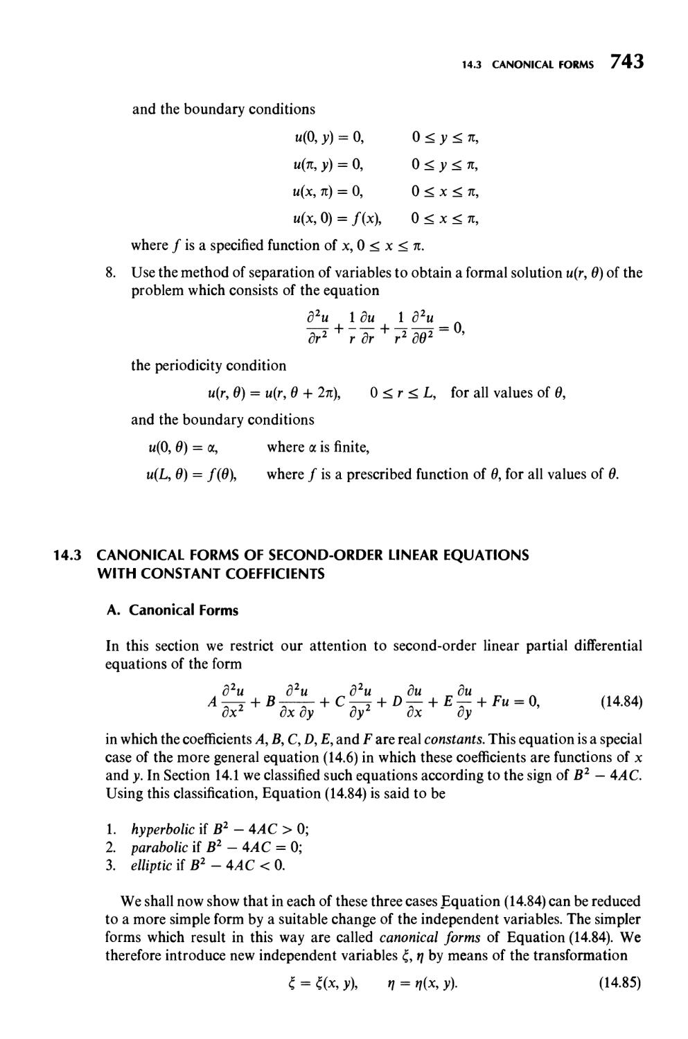 14.3  Canonical Forms of Second-Order Linear Equations with Constant Coefficients