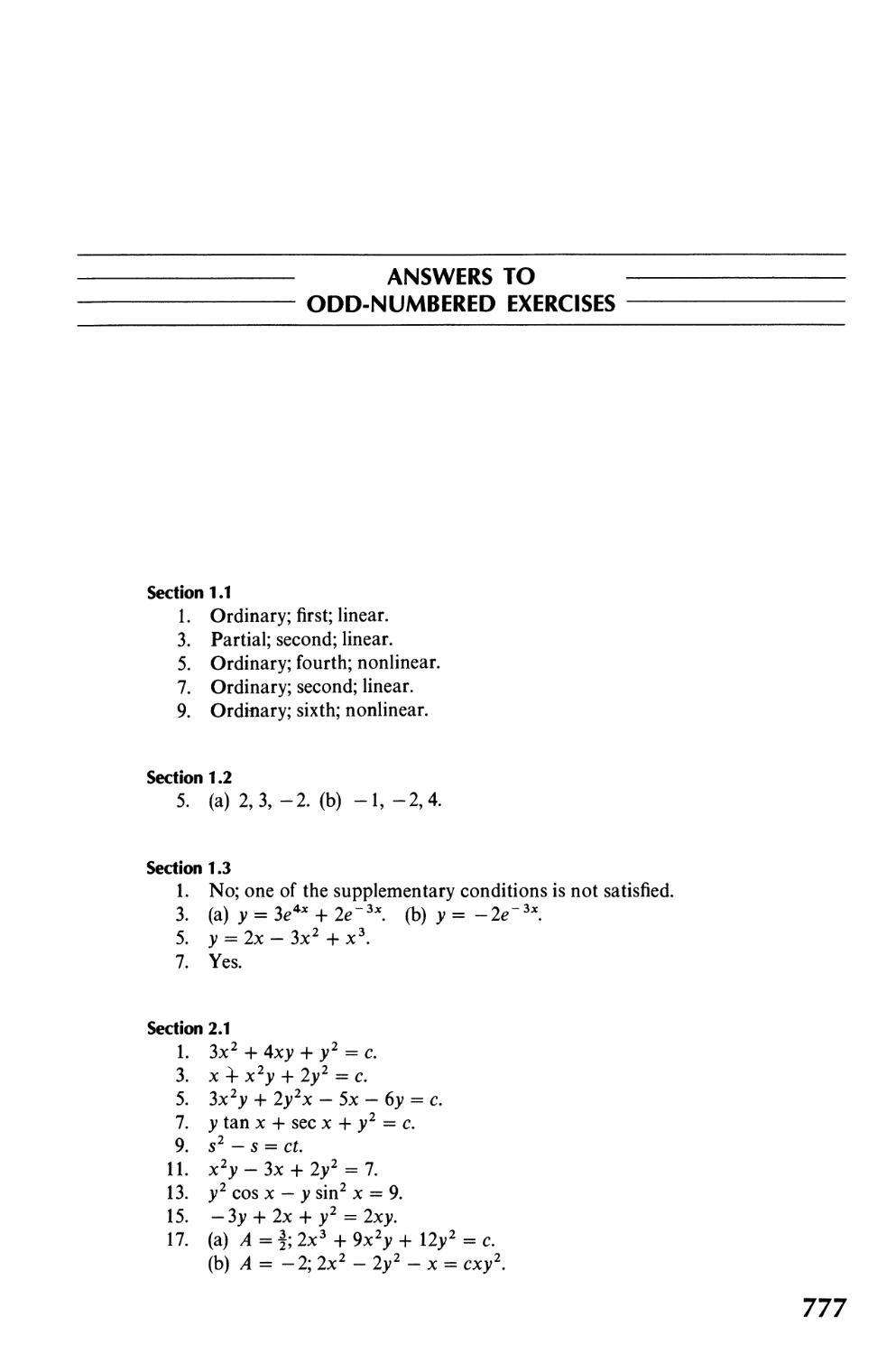 ANSWERS TO 
ODD-NUMBERED EXERCISES