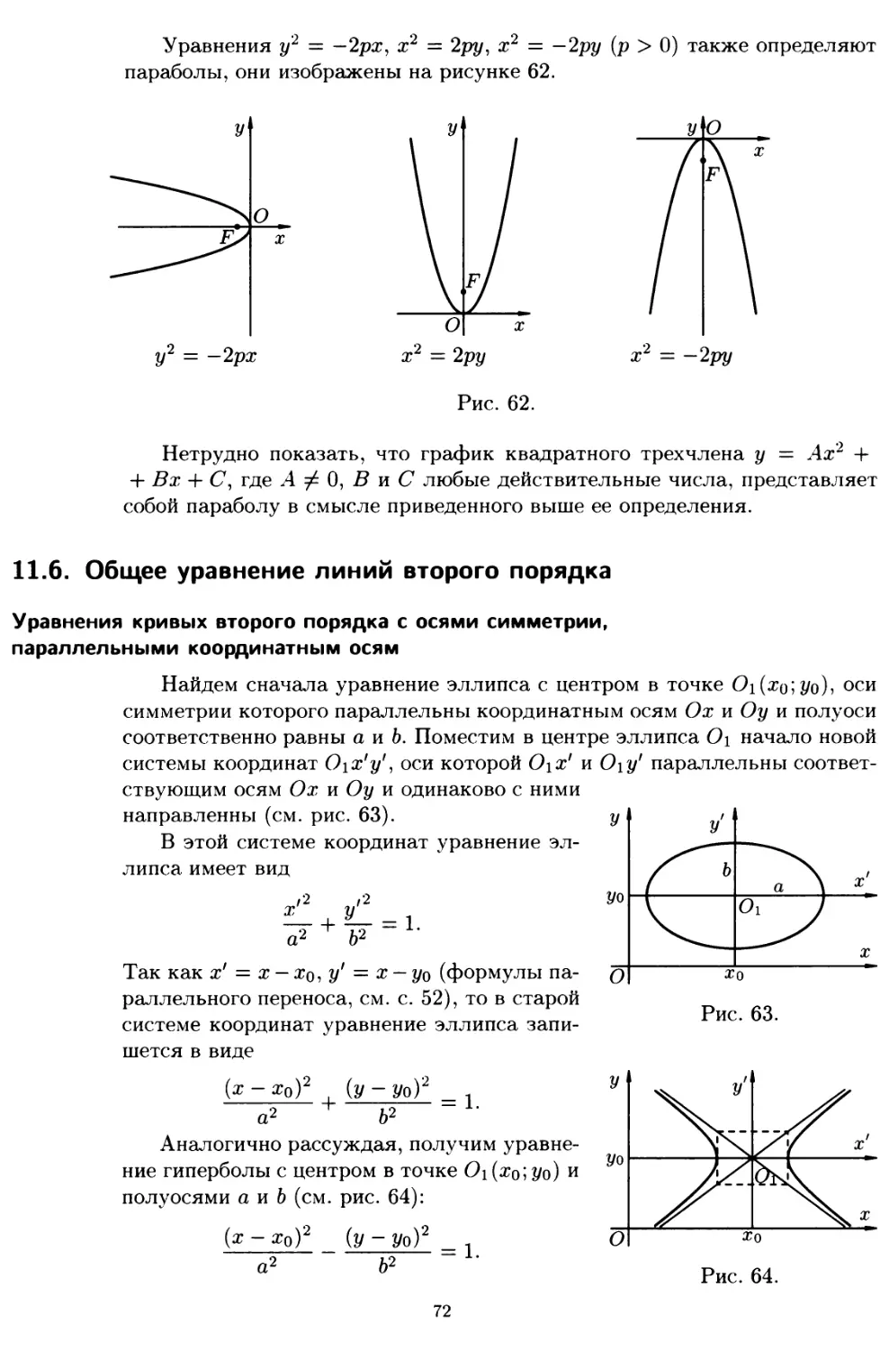 11.6. Общее уравнение линий второго порядка