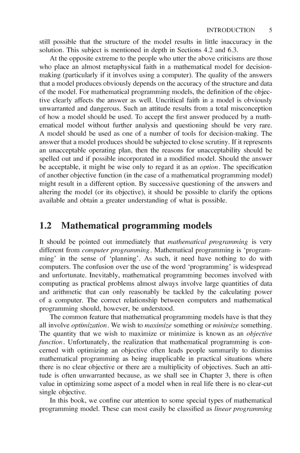 1.2 Mathematical programming models