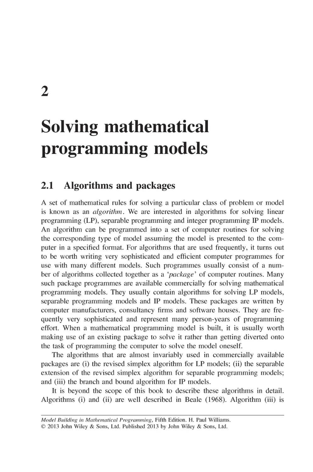 Chapter 2 Solving mathematical programming models