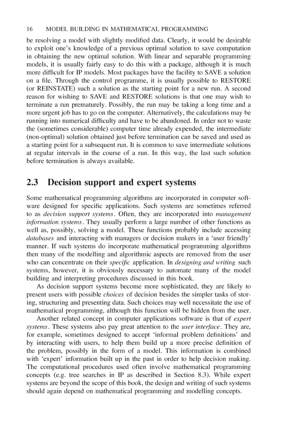 2.3 Decision support and expert systems