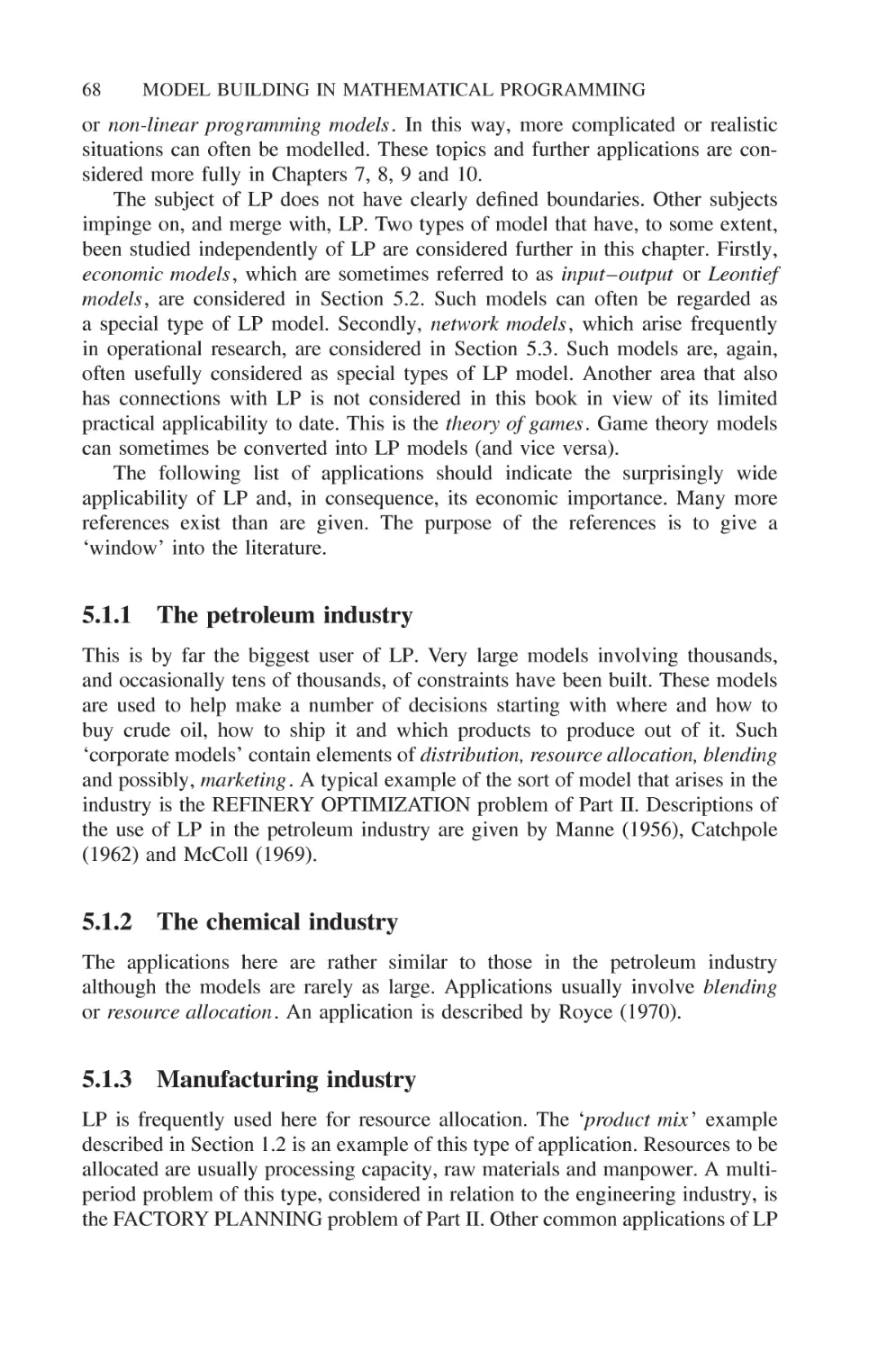 5.1.2 The chemical industry
5.1.3 Manufacturing industry