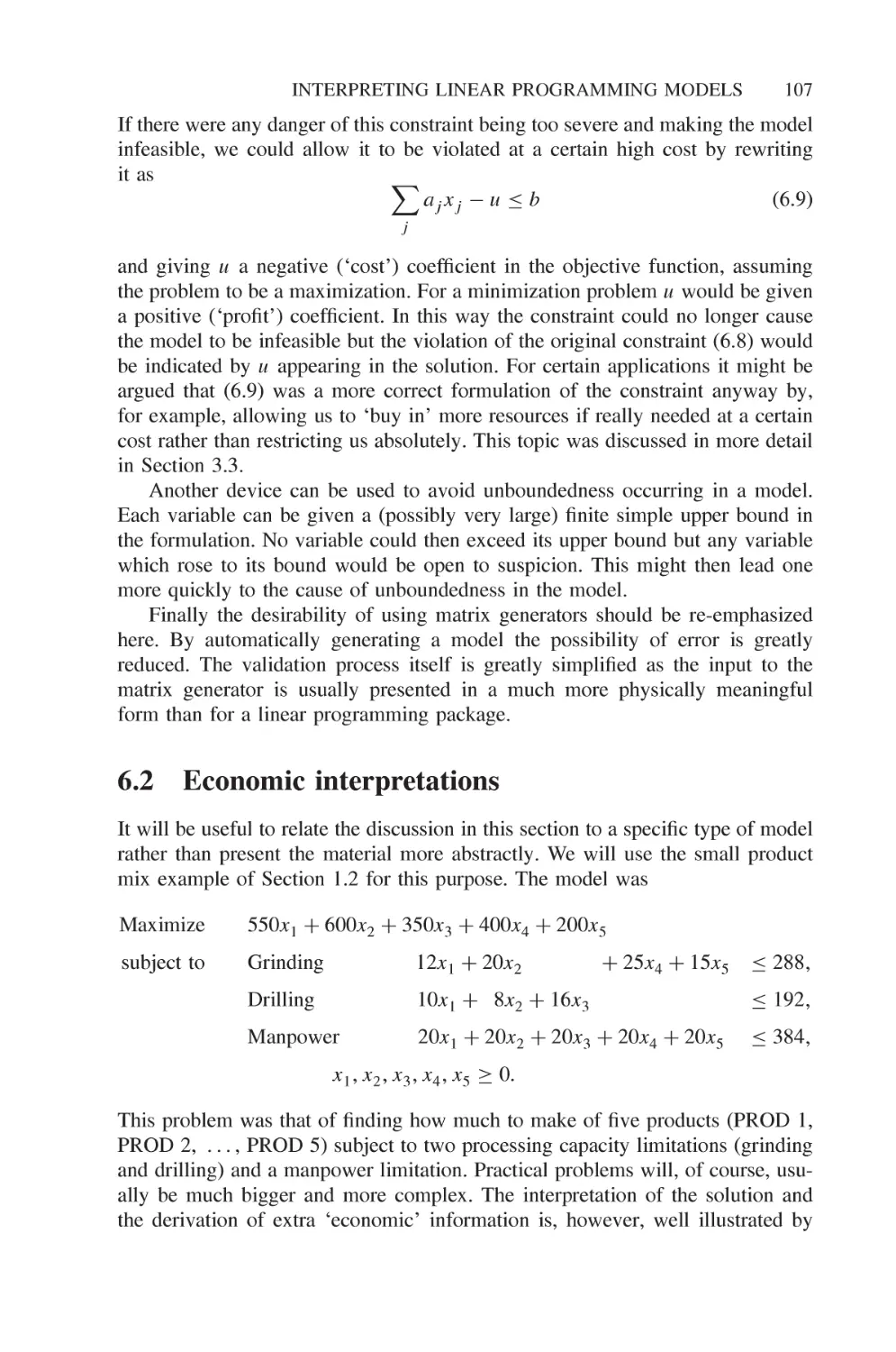 6.2 Economic interpretations