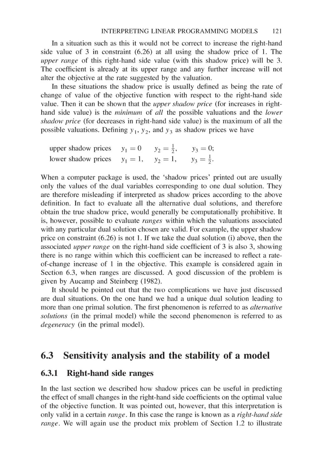 6.3 Sensitivity analysis and the stability of a model