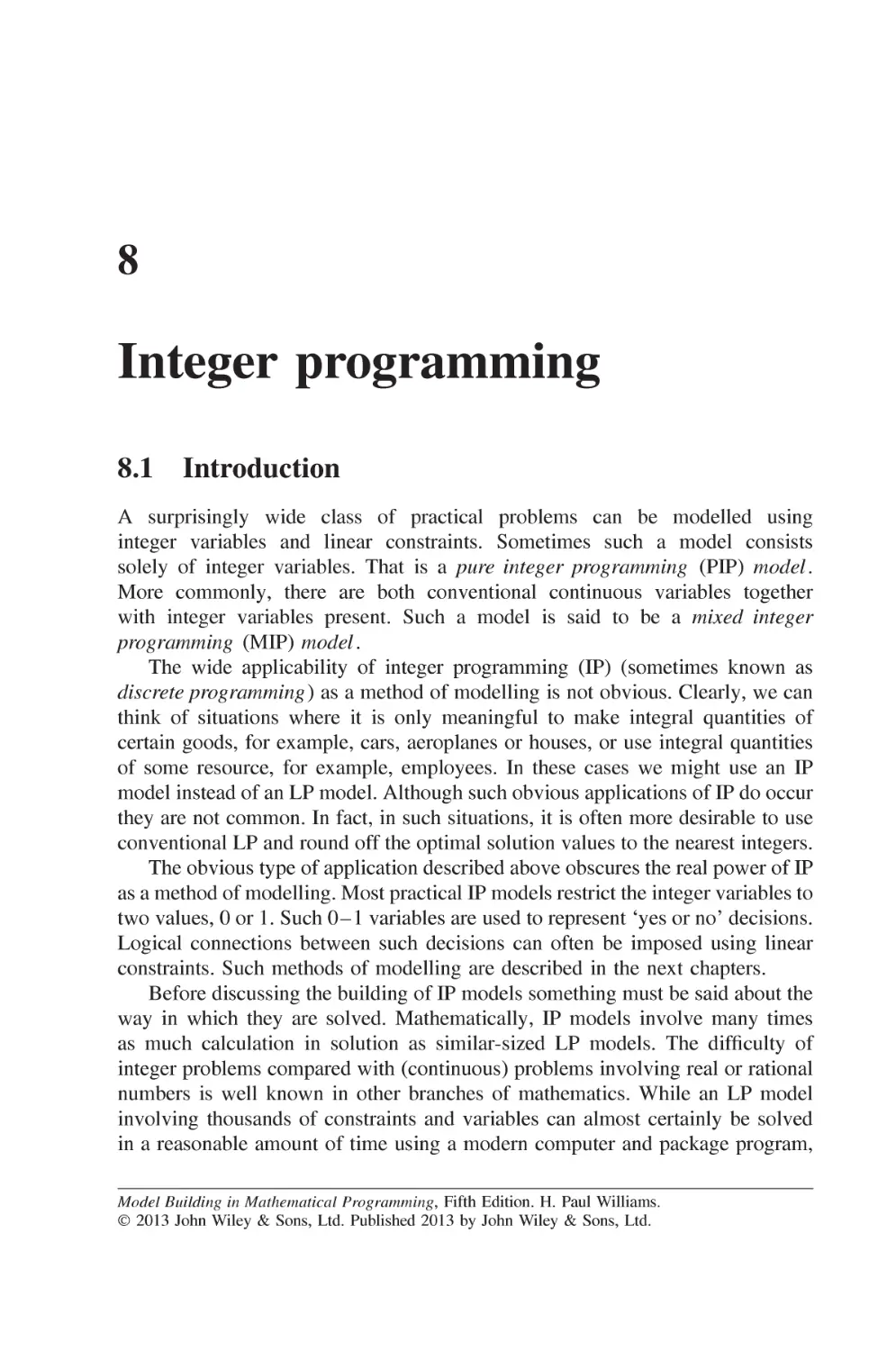 Chapter 8 Integer programming