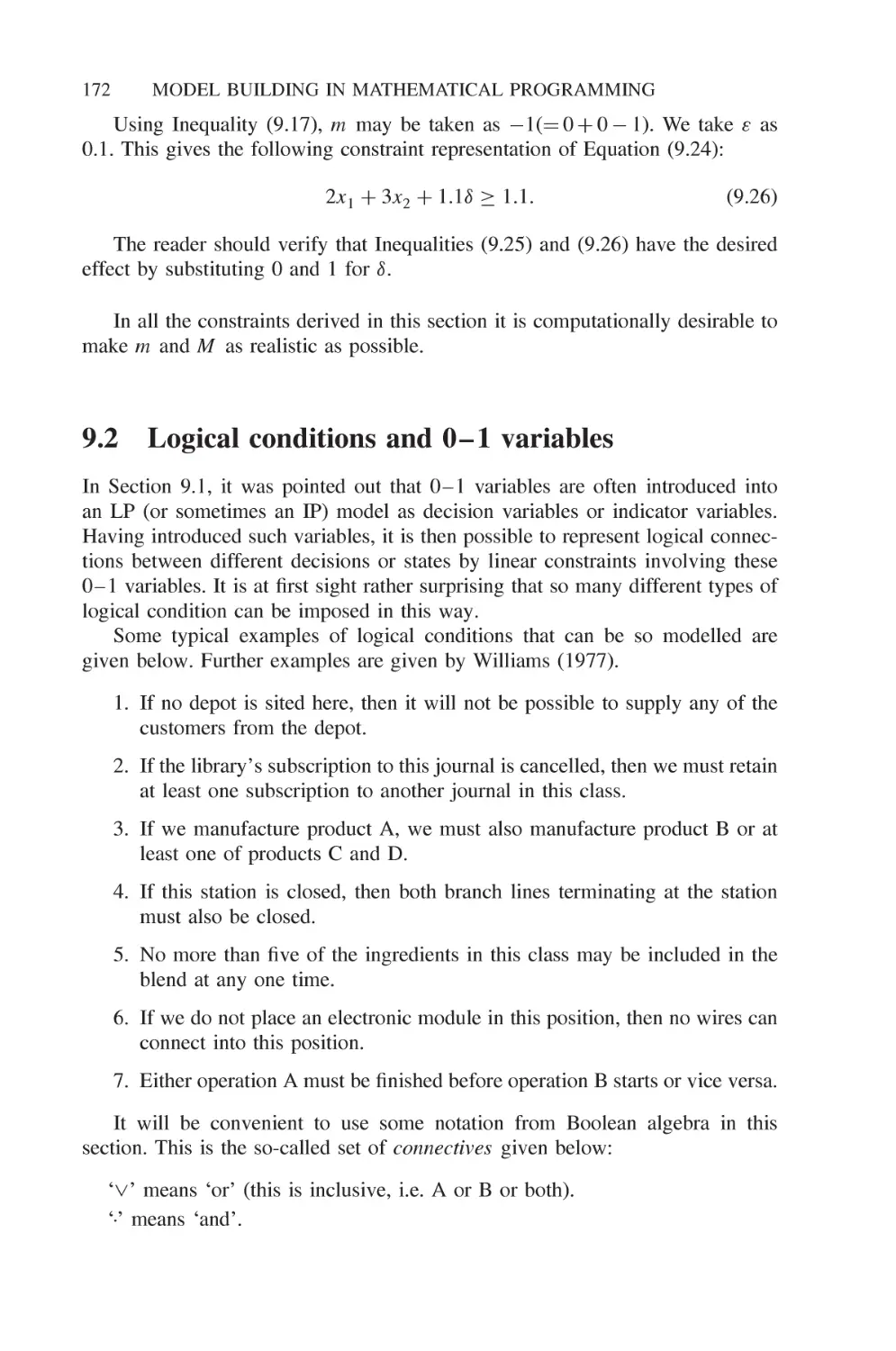 9.2 Logical conditions and 0-1 variables