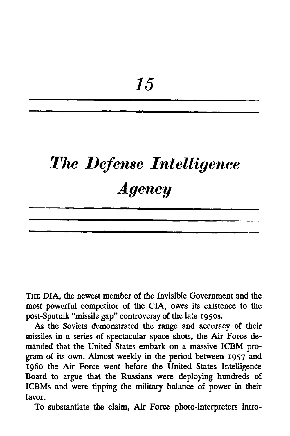 15. The Defense Intelligence Agency