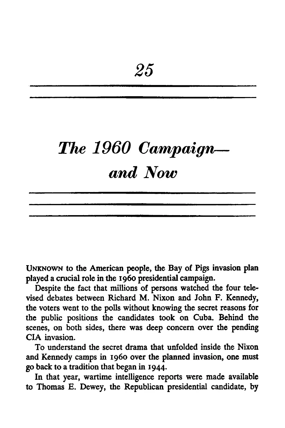 25. The 1960 Campaign—and Now