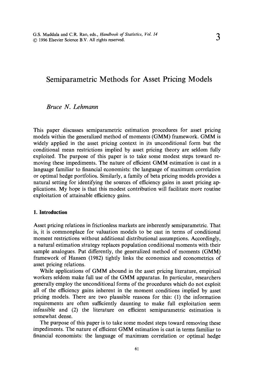 3. Semiparametric Methods for Asset Pricing Models