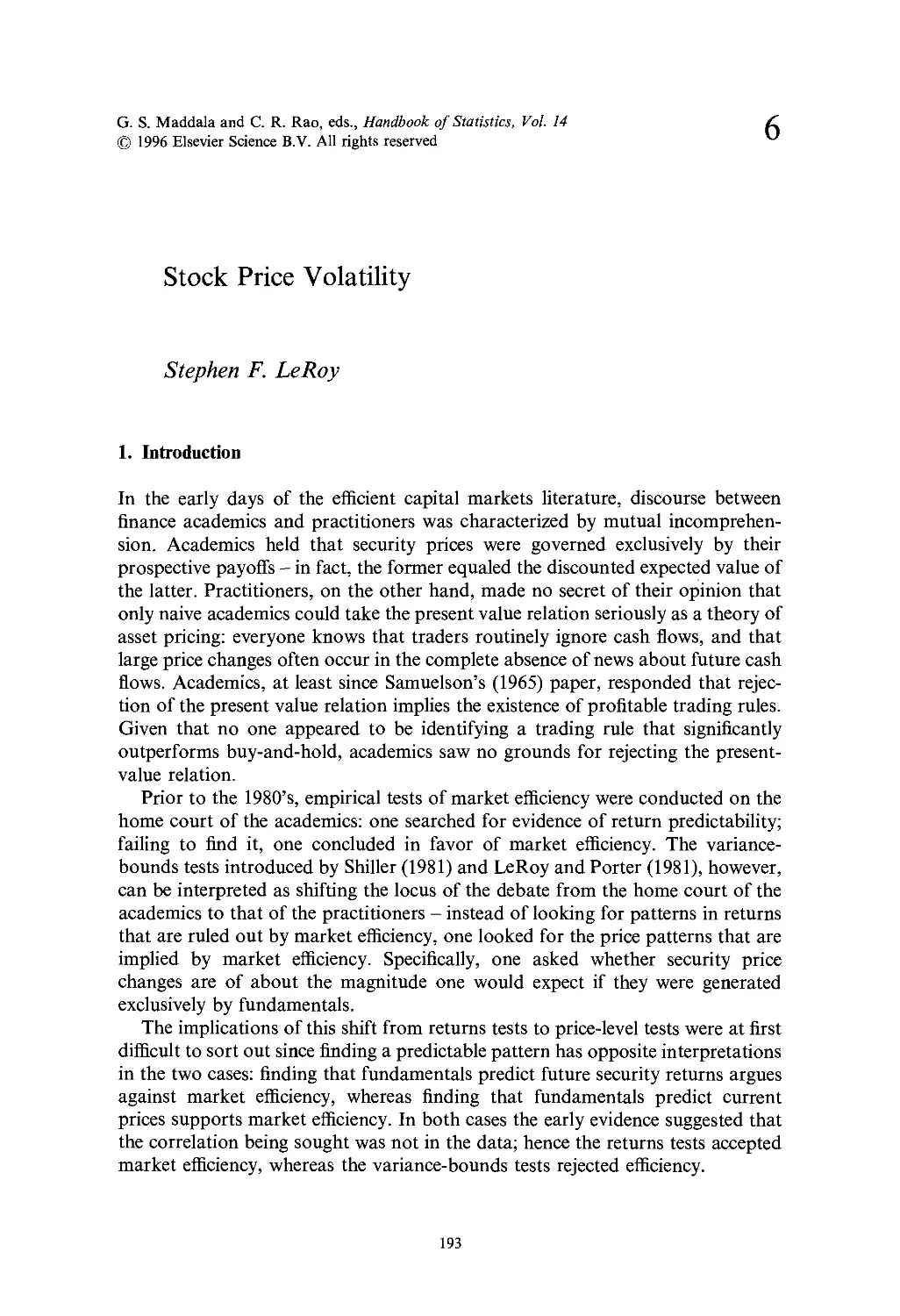 6. Stock Price Volatility