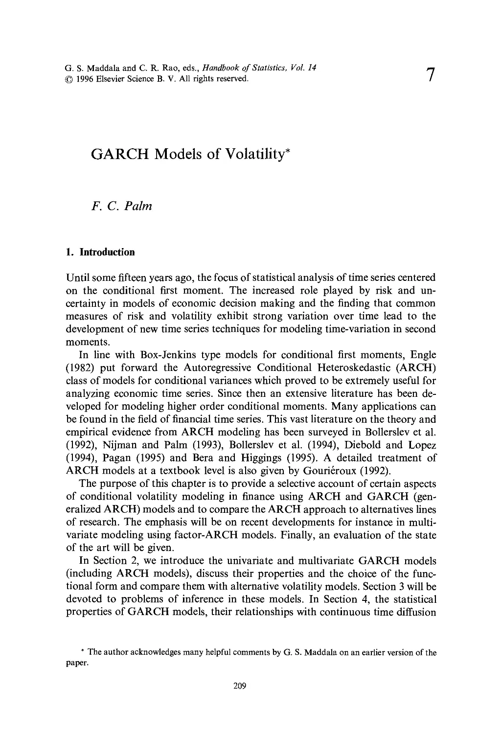 7. GARCH Models of Volatility