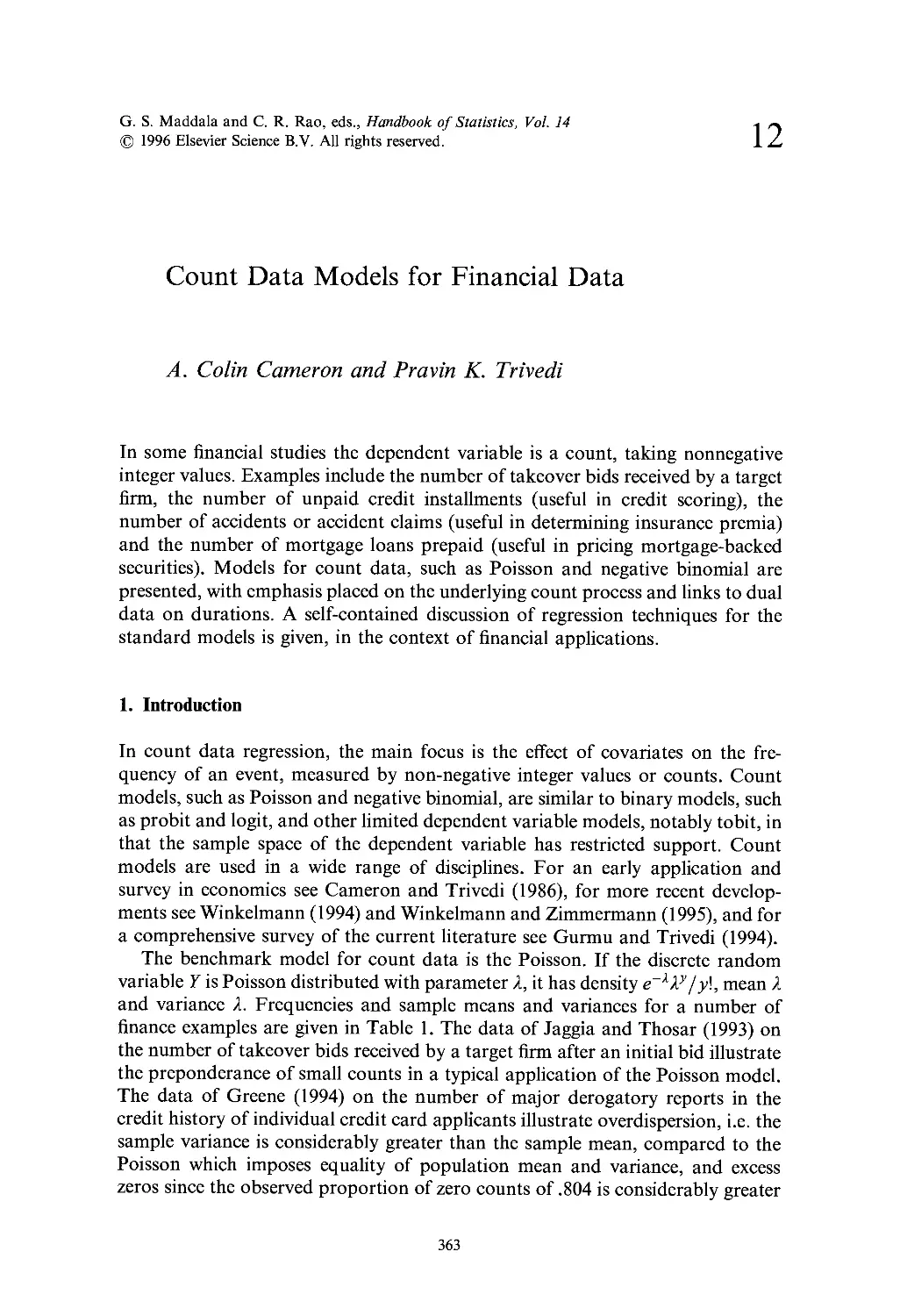 12. Count Data Models for Financial Data