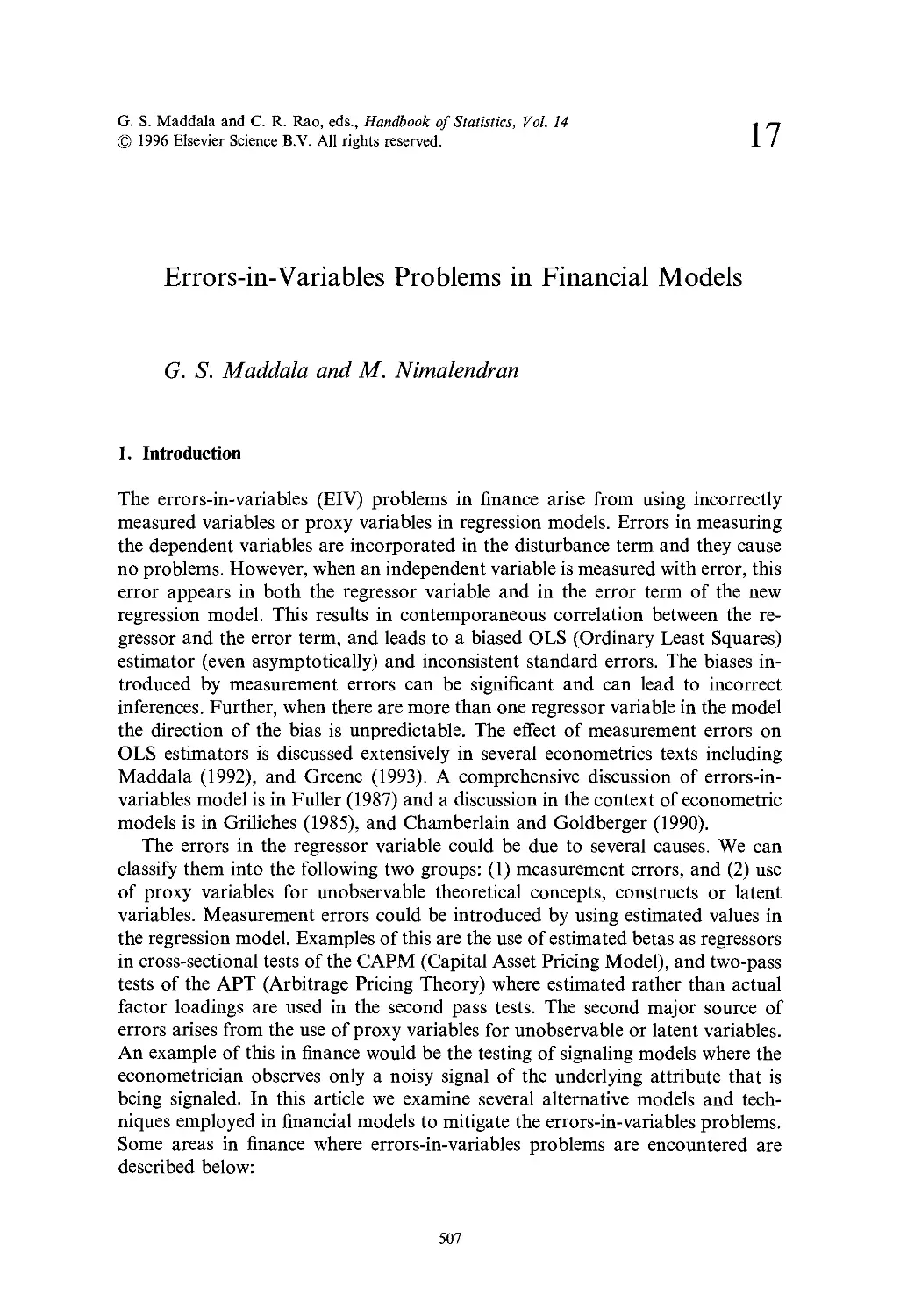 17. Errors-in-Variables Problems in Financial Models