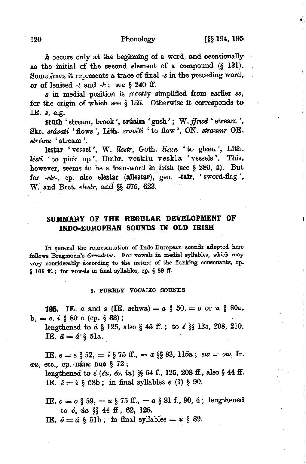 Summary of the regular development of Indo-European sounds in Irish