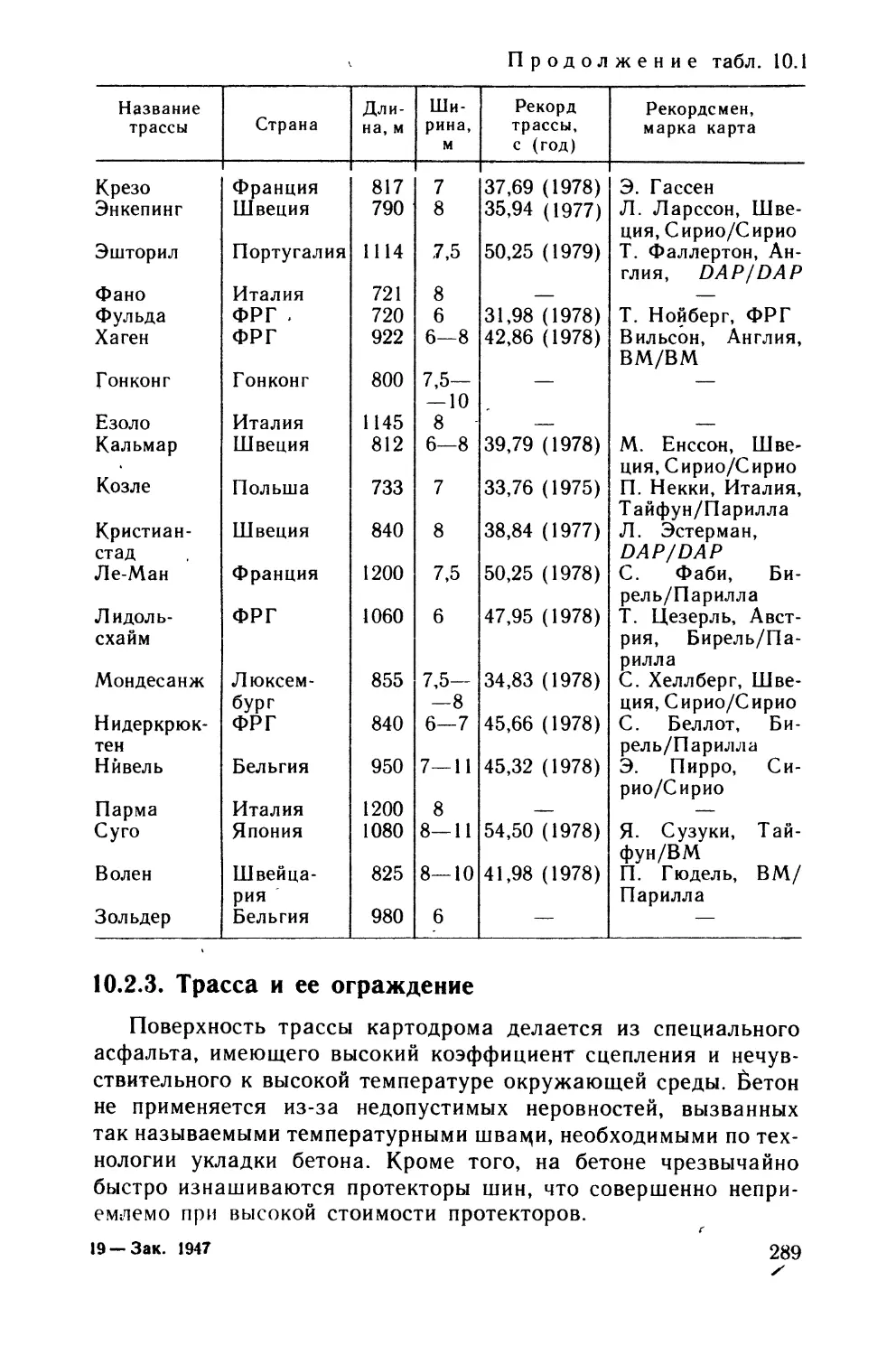 10.2.3. Трасса и её ограждение