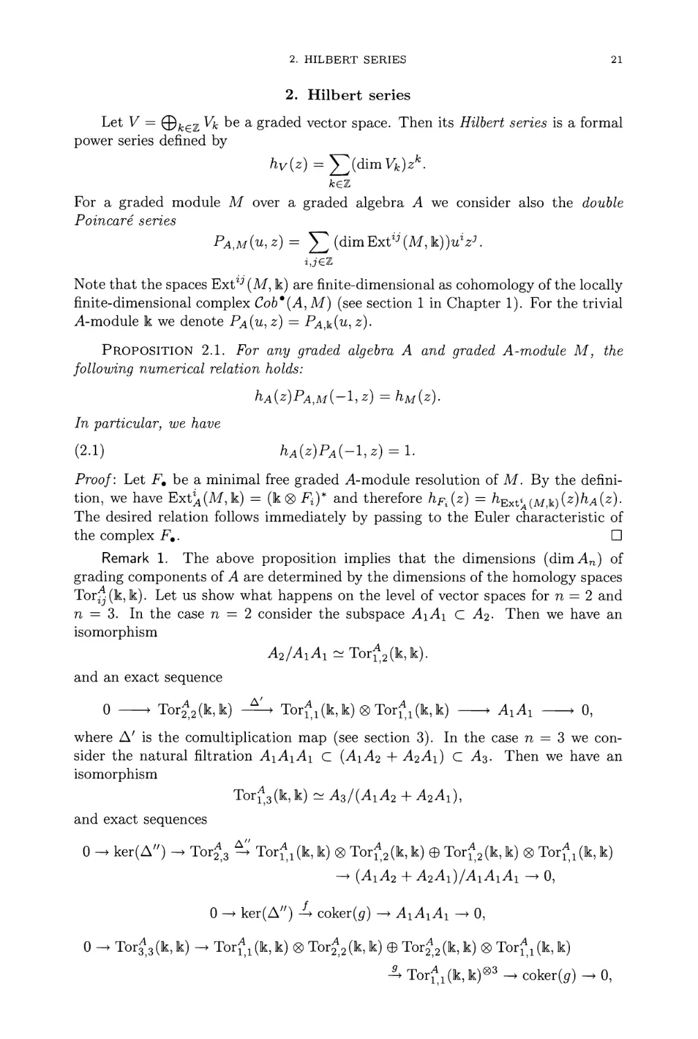 2. Hilbert series