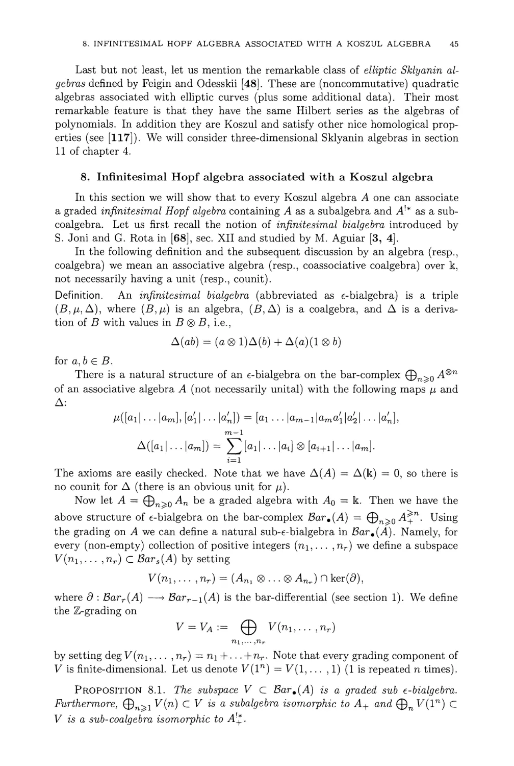 8. Infinitesimal Hopf algebra associated with a Koszul algebra