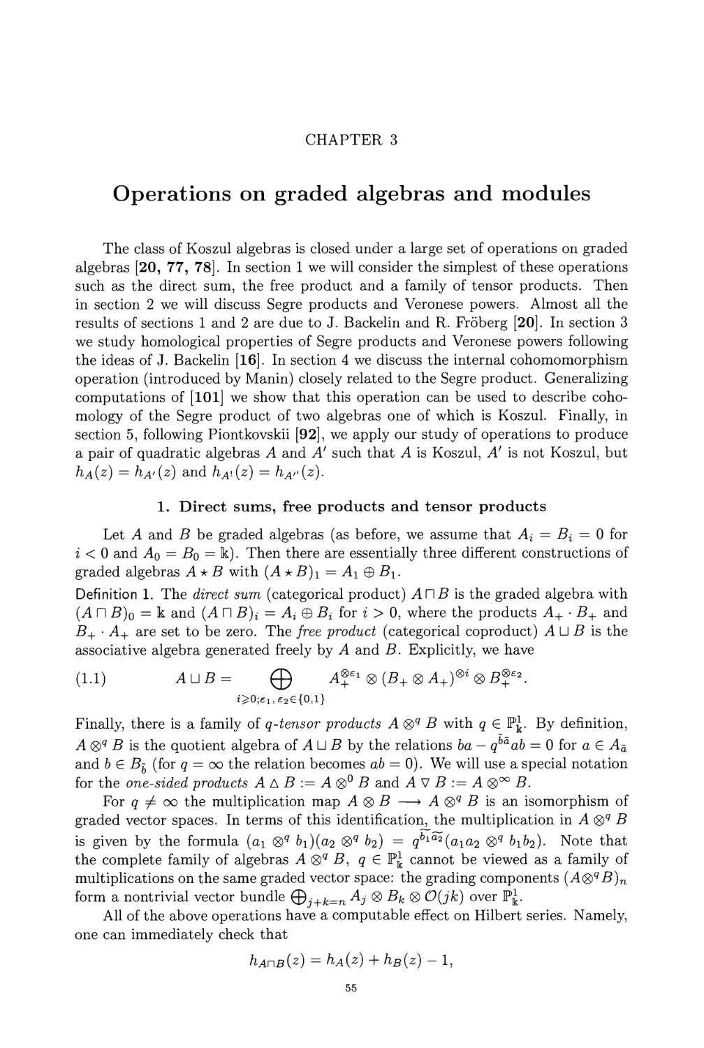 Chapter 3. Operations on graded algebras and modules